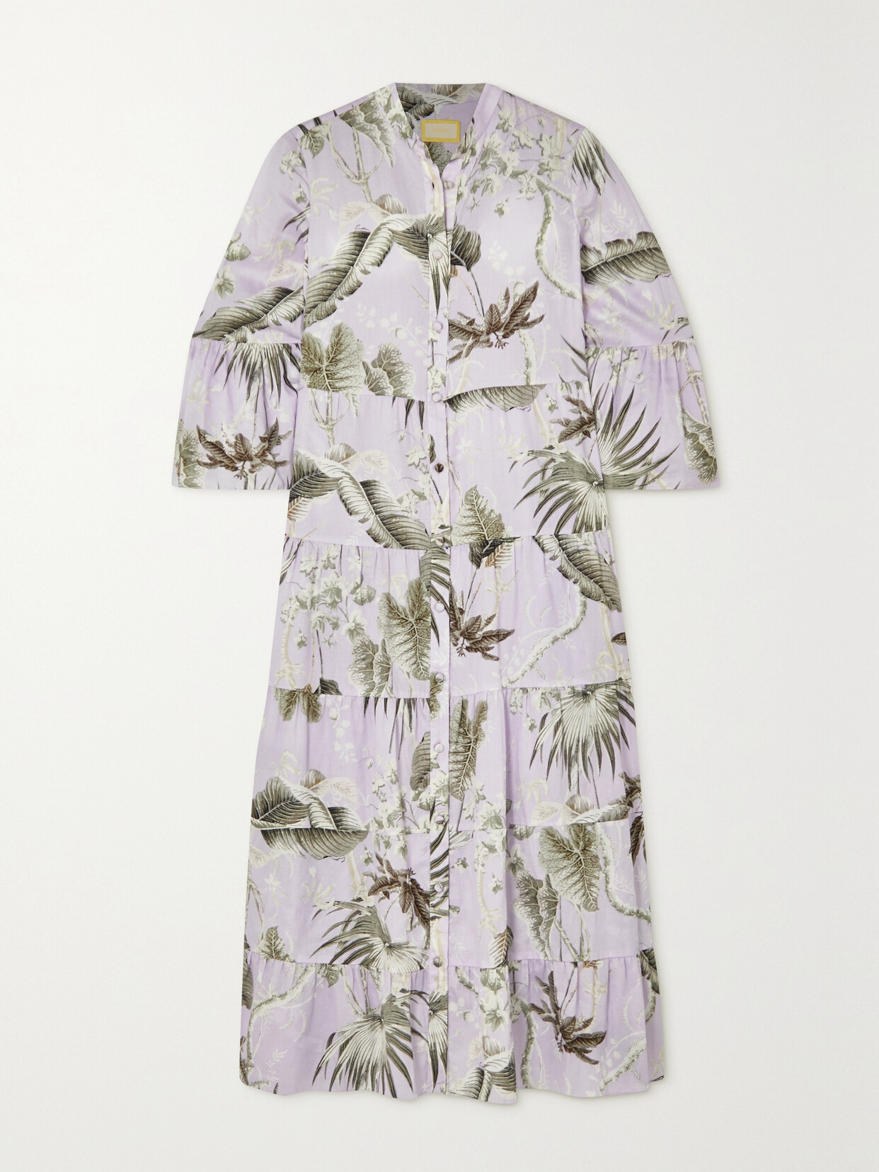 Erdem - Panthea Tiered Floral-print Cotton Midi Dress - Purple