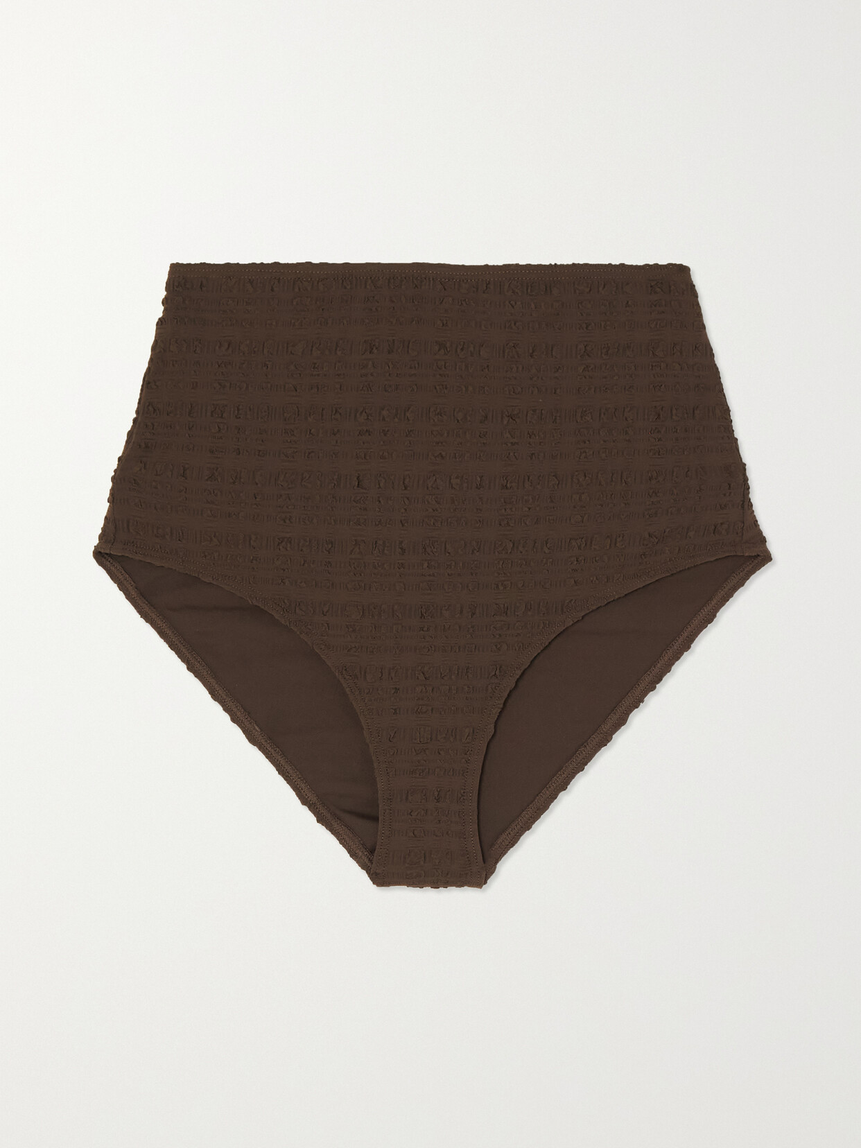 Form and Fold - The Rise Seersucker Bikini Briefs - Brown