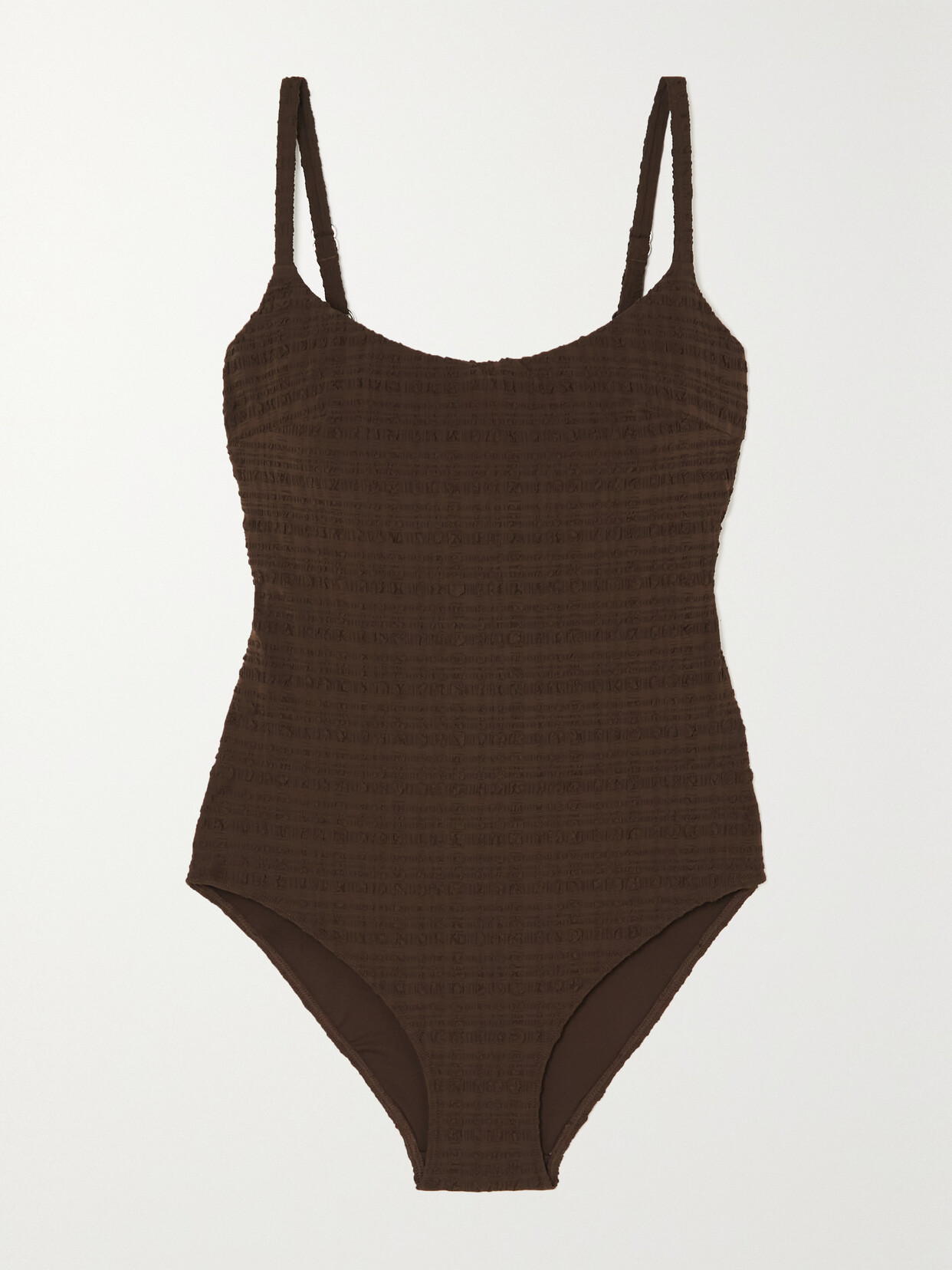 Form and Fold - D-g The One Seersucker Underwired Swimsuit - Brown