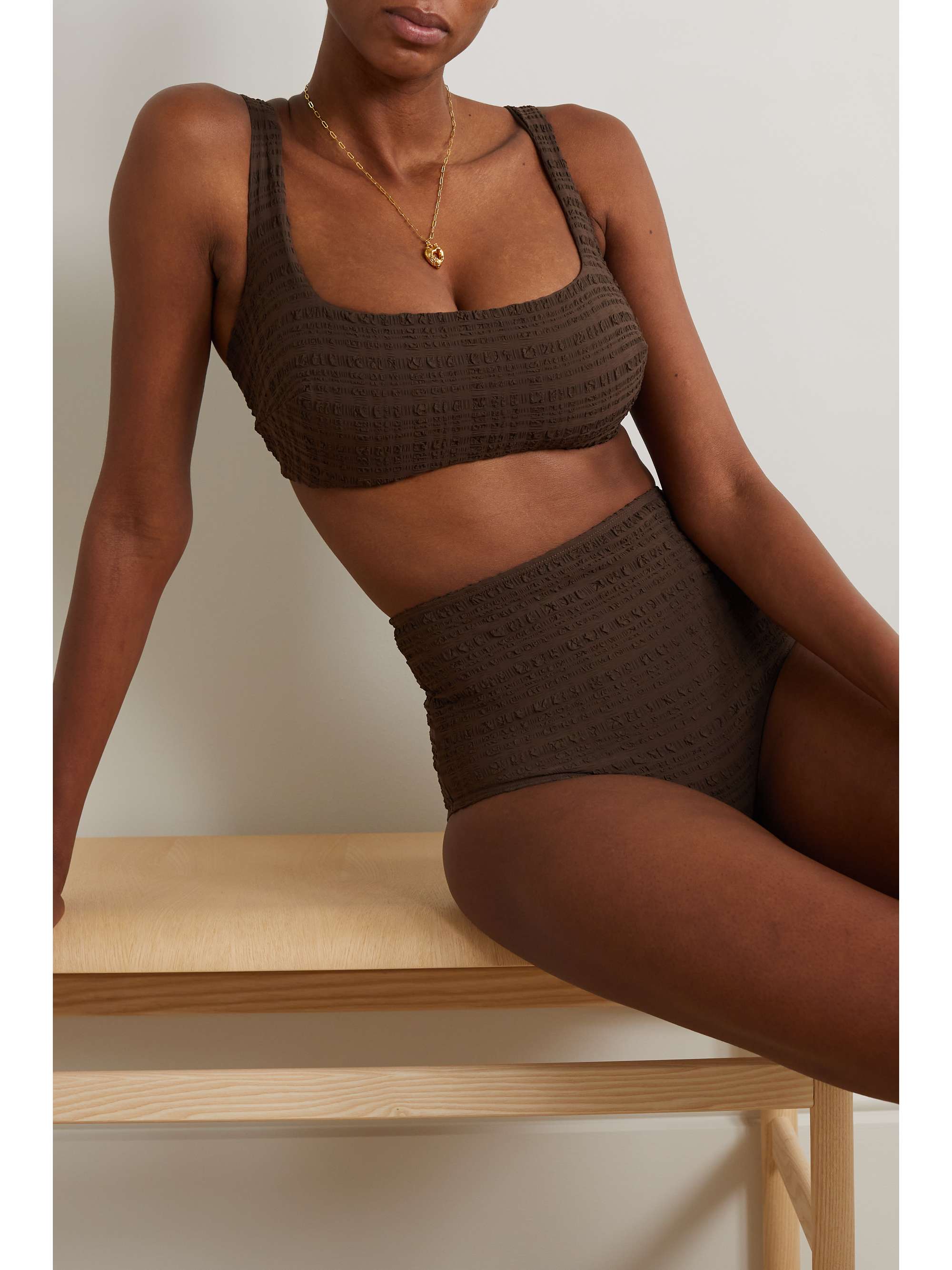 FORM AND FOLD D-G The Crop seersucker underwired bikini top