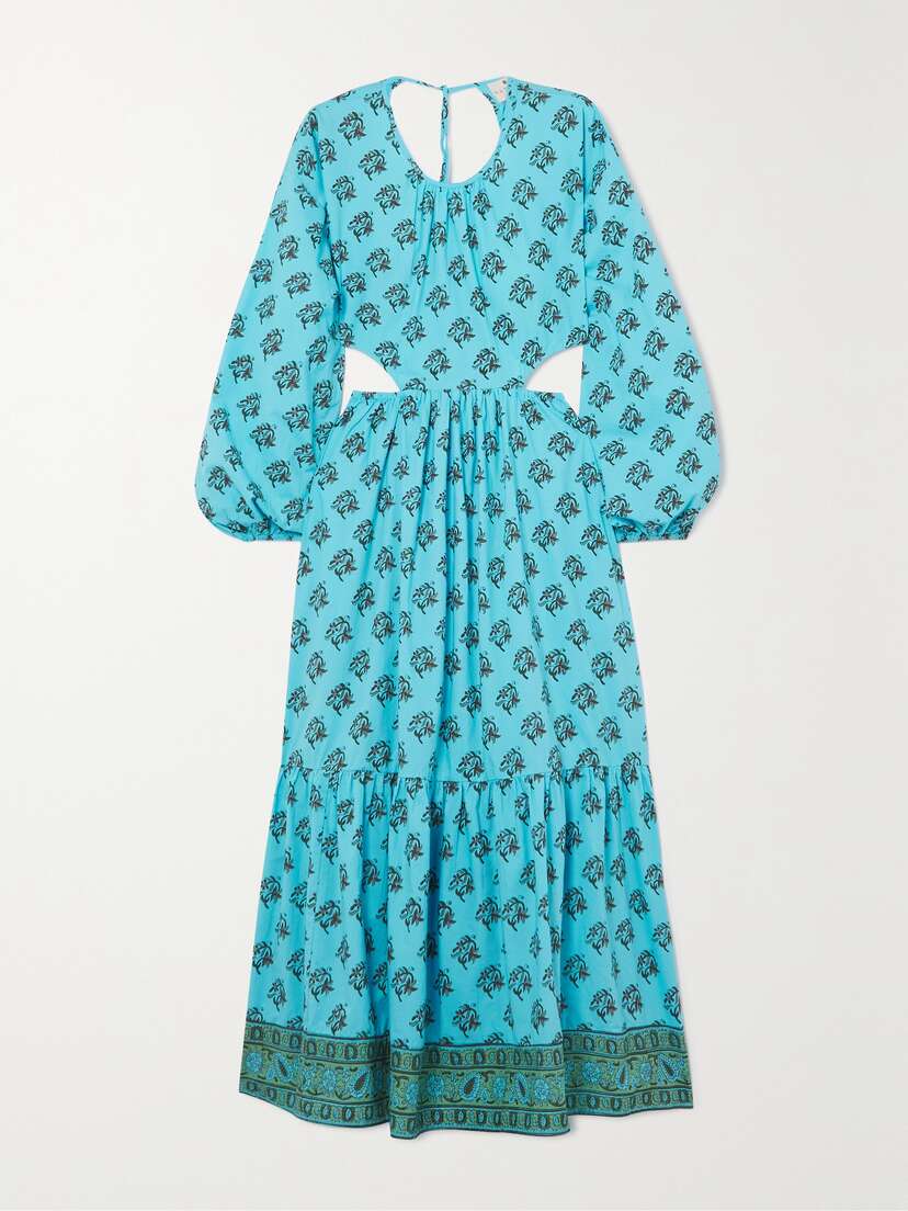 Hannah Artwear Carmen Open-back Printed Cotton-poplin Maxi Dress