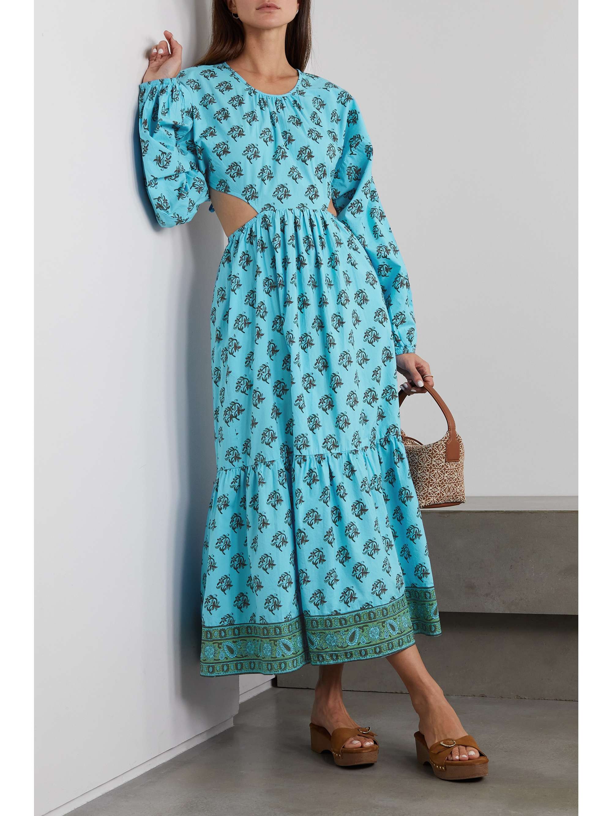 HANNAH ARTWEAR Carmen open-back printed cotton-poplin maxi dress
