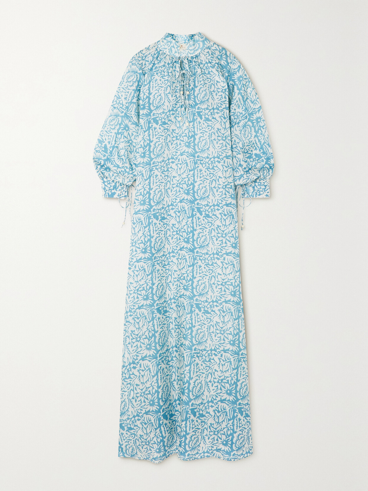 Hannah Artwear Mitchell Tie-detailed Floral-print Silk Coverup In Blue