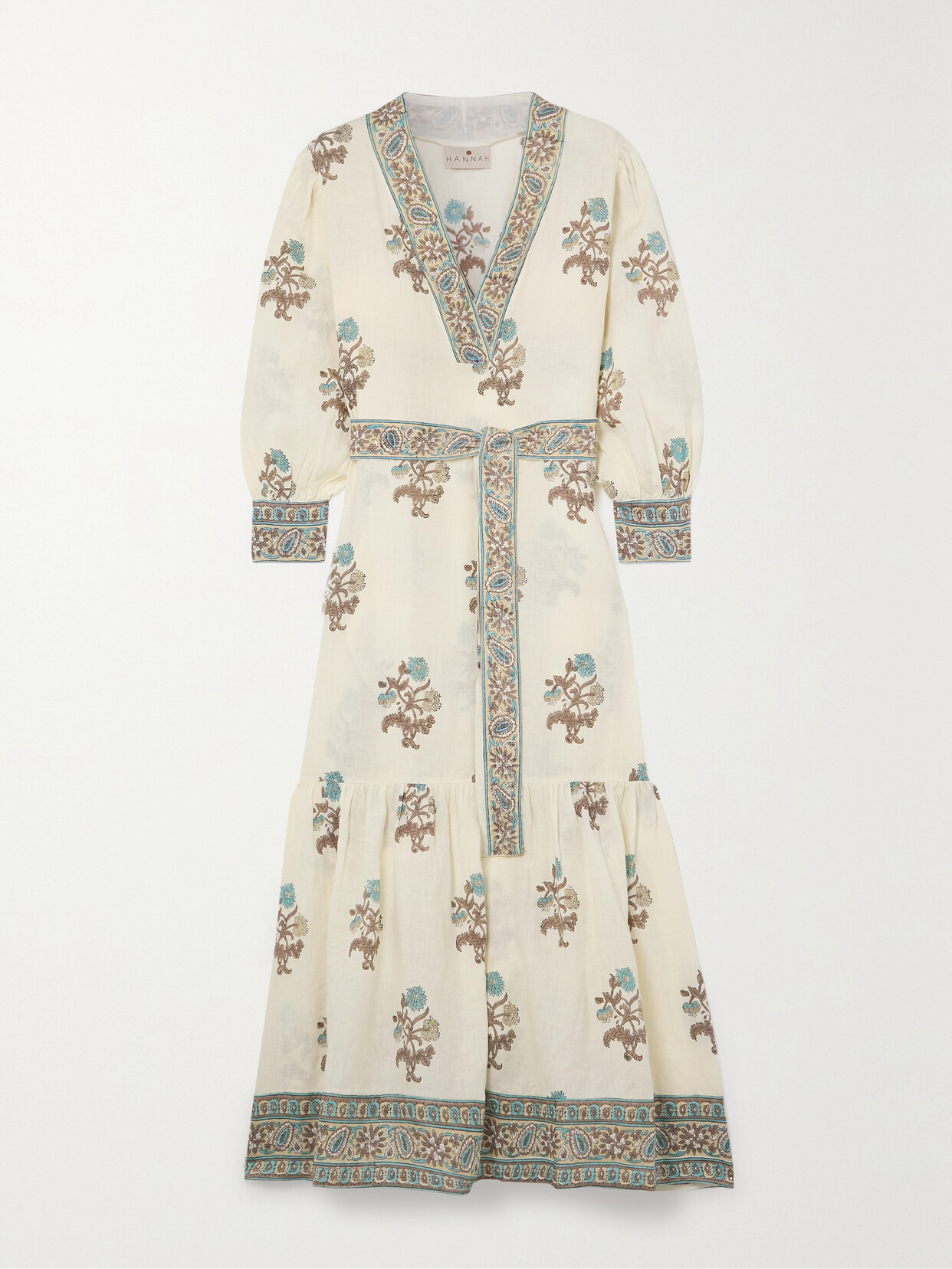 Hannah Artwear - Kiya Belted Floral-print Linen Maxi Dress - White