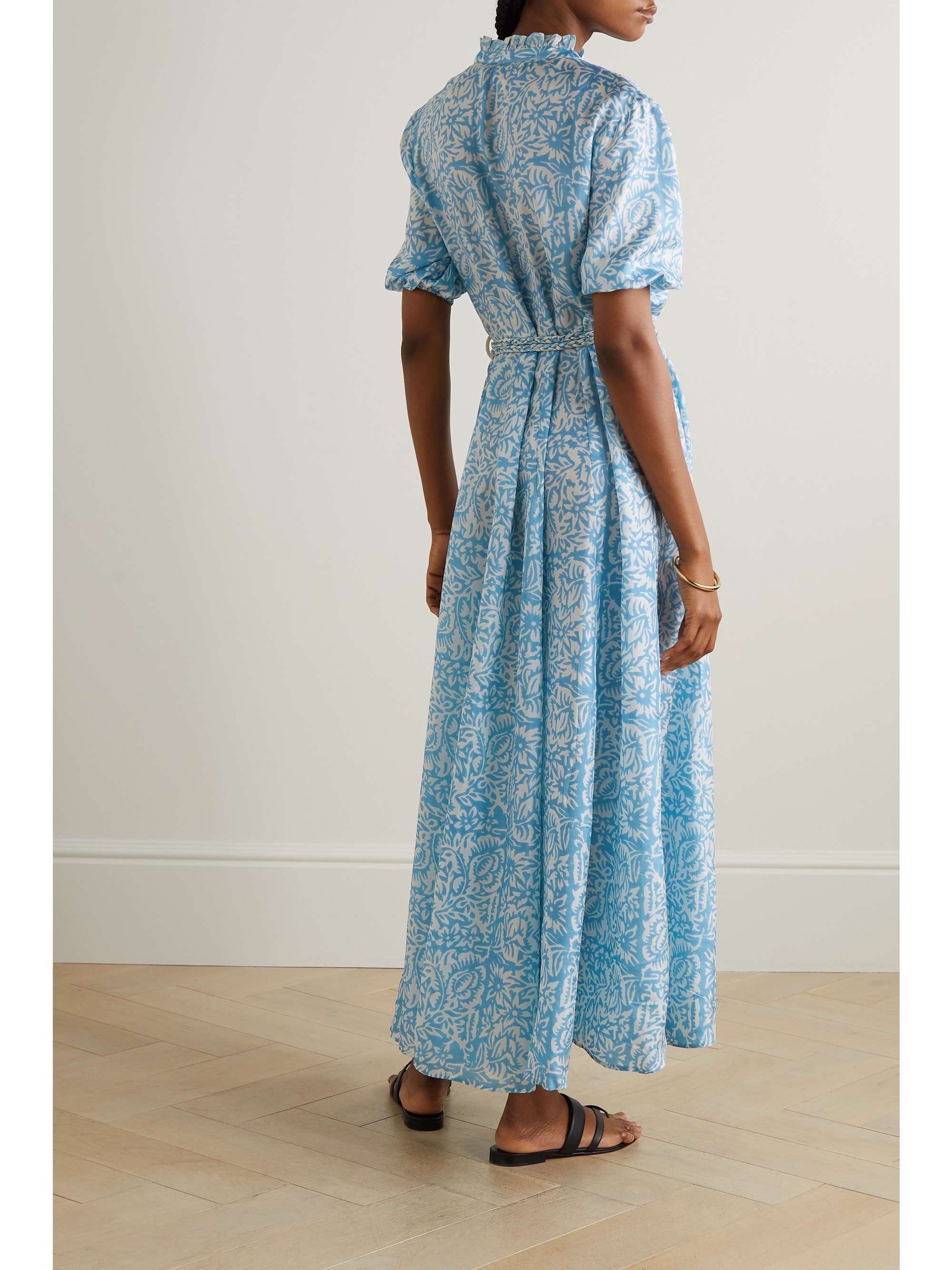 HANNAH ARTWEAR Oceanus belted floral-print silk maxi dress