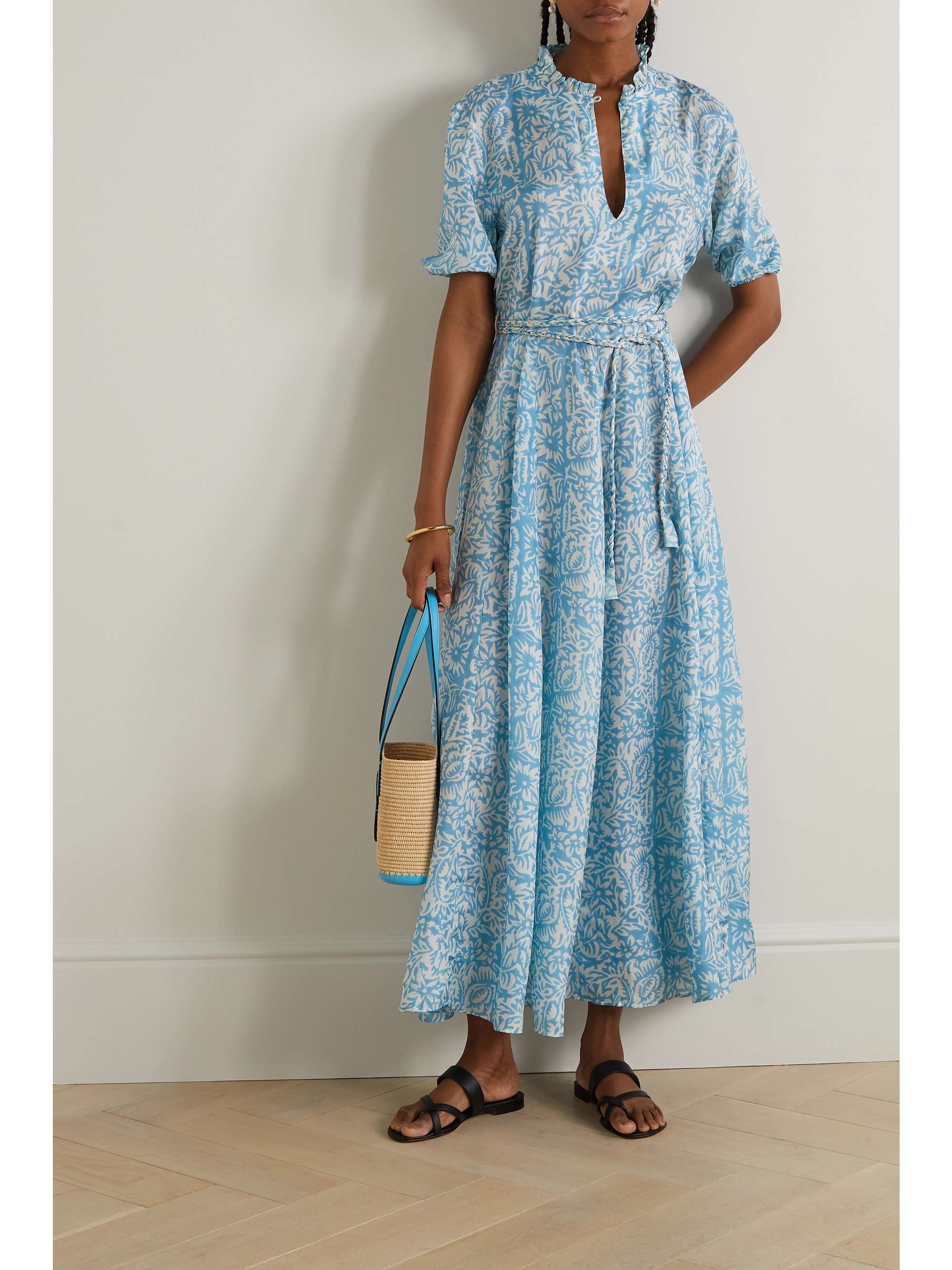 HANNAH ARTWEAR Oceanus belted floral-print silk maxi dress