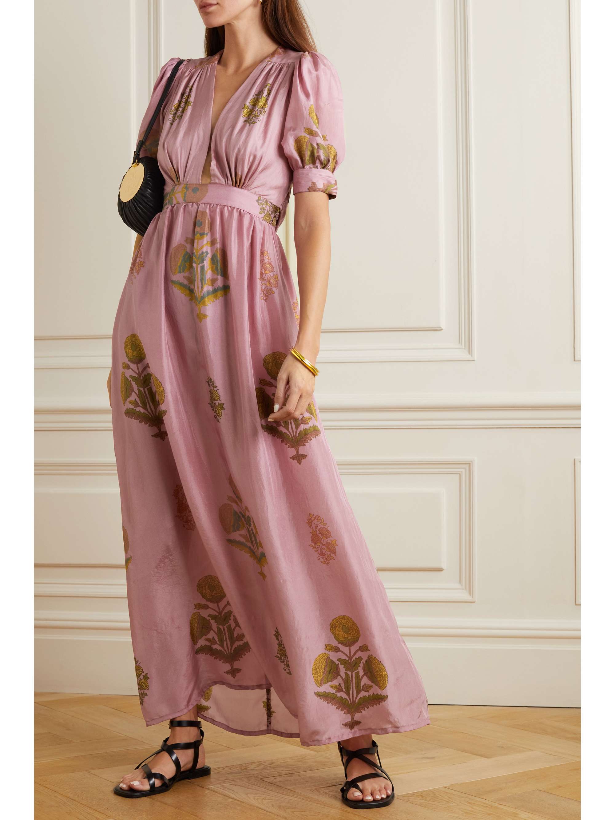 HANNAH ARTWEAR Surya floral-print silk-habotai maxi dress
