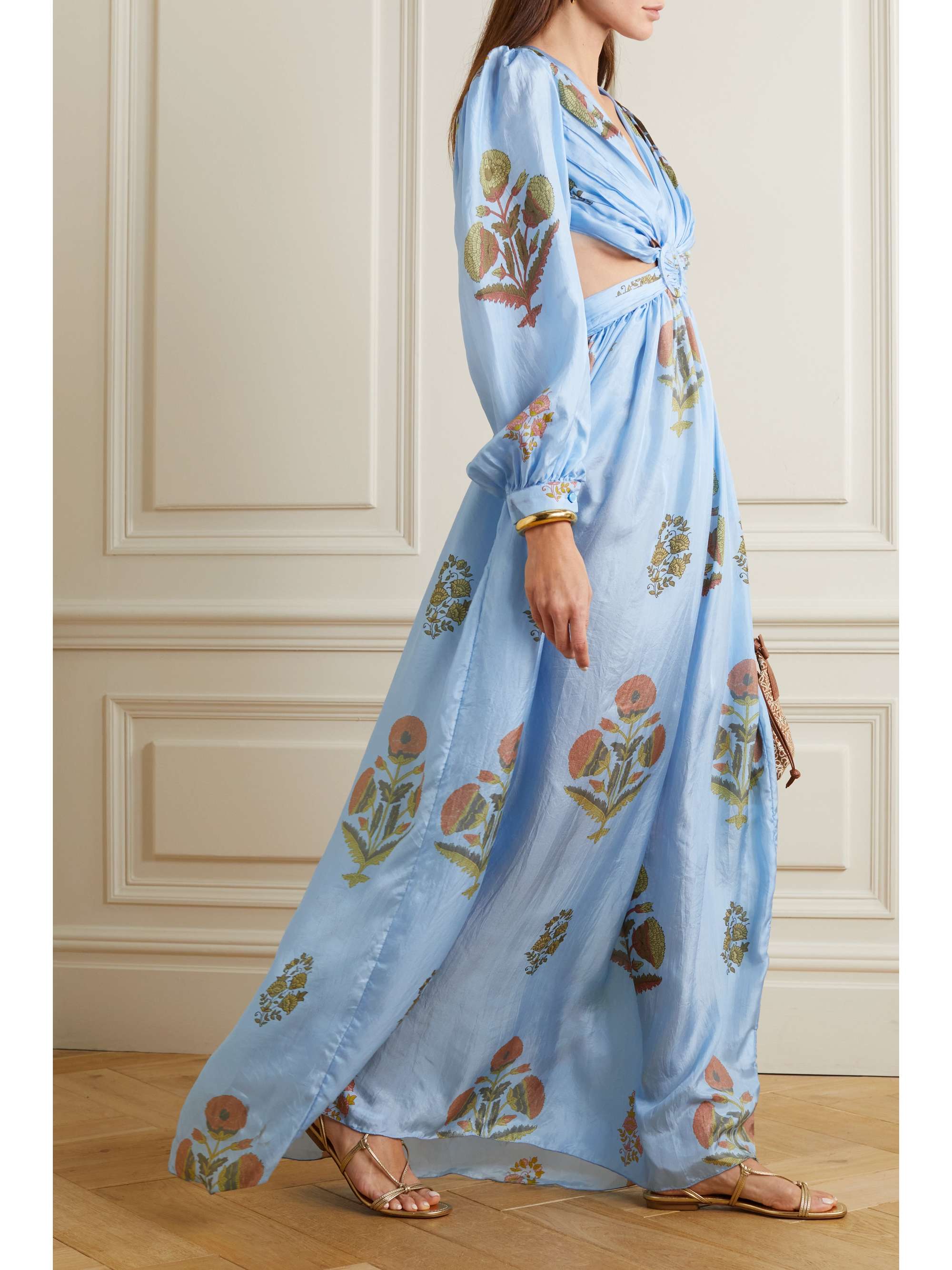 Silk Habotai Dewar Dress in Blue