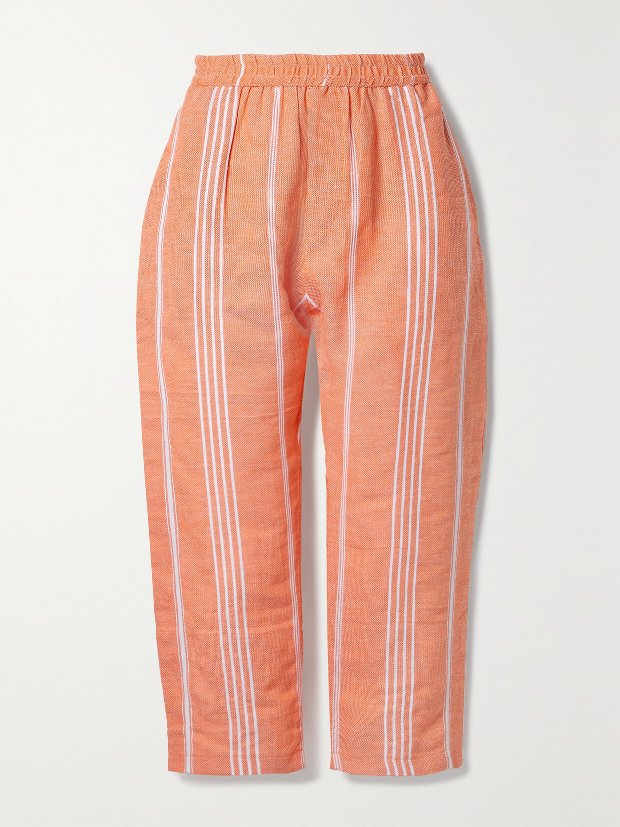 PARADISED Cropped Striped Cotton Tapered Pants