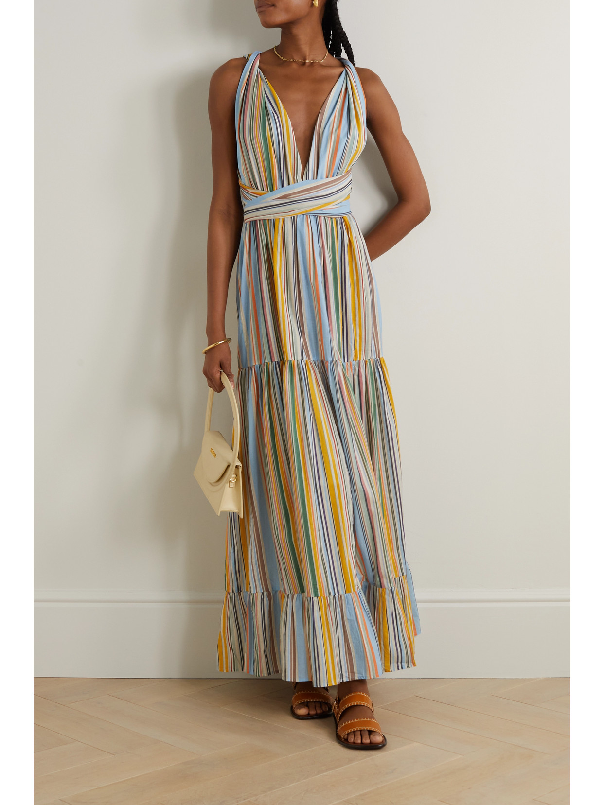 HANNAH ARTWEAR CHLOE STRIPED COTTON-VOILE MAXI DRESS