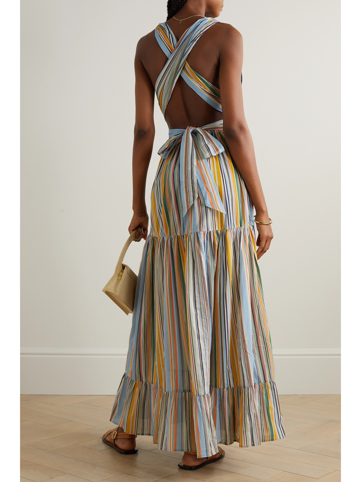 HANNAH ARTWEAR CHLOE STRIPED COTTON-VOILE MAXI DRESS