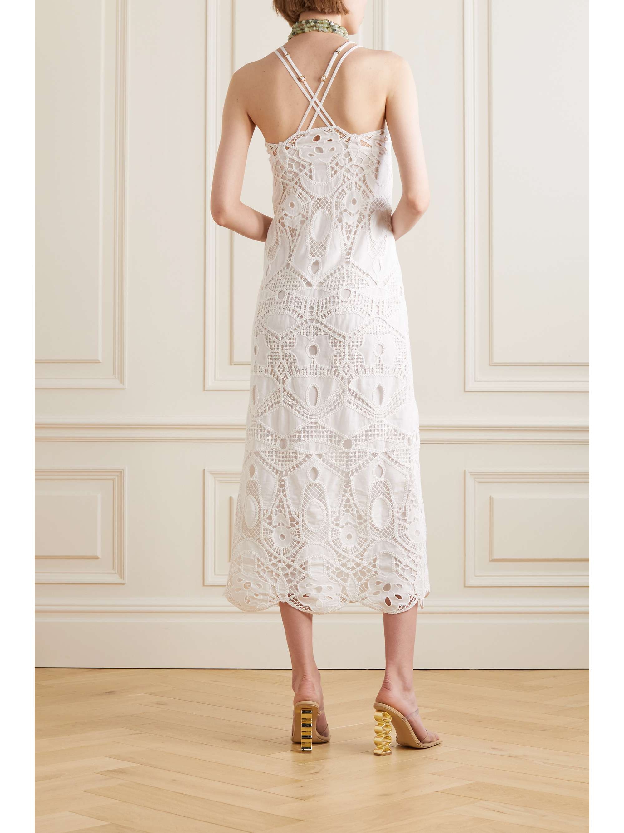 CULT GAIA Everly cutout crocheted cotton midi dress