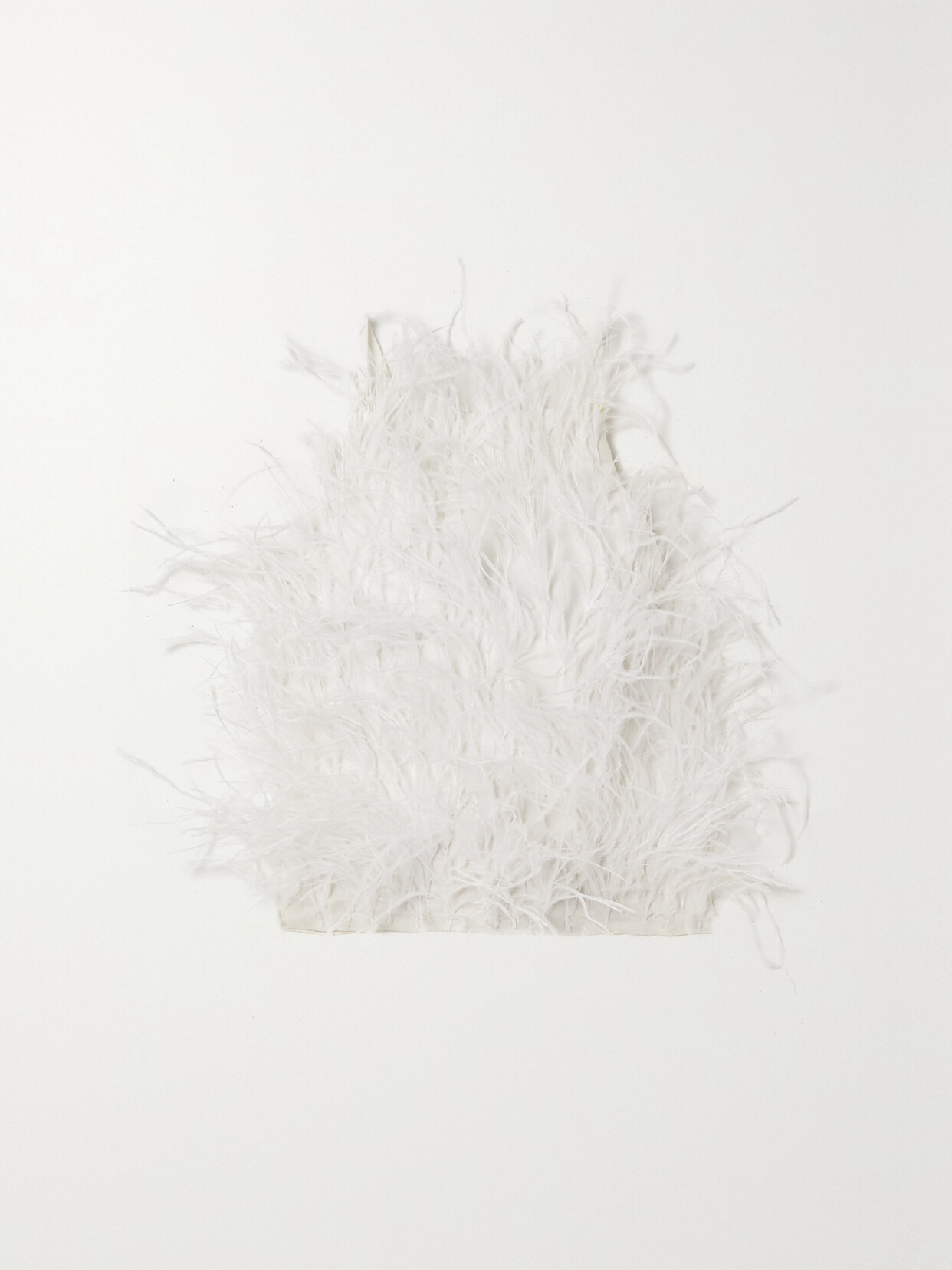 Cult Gaia - Joey Open-back Feather-embellished Crepe De Chine Top - Off-white