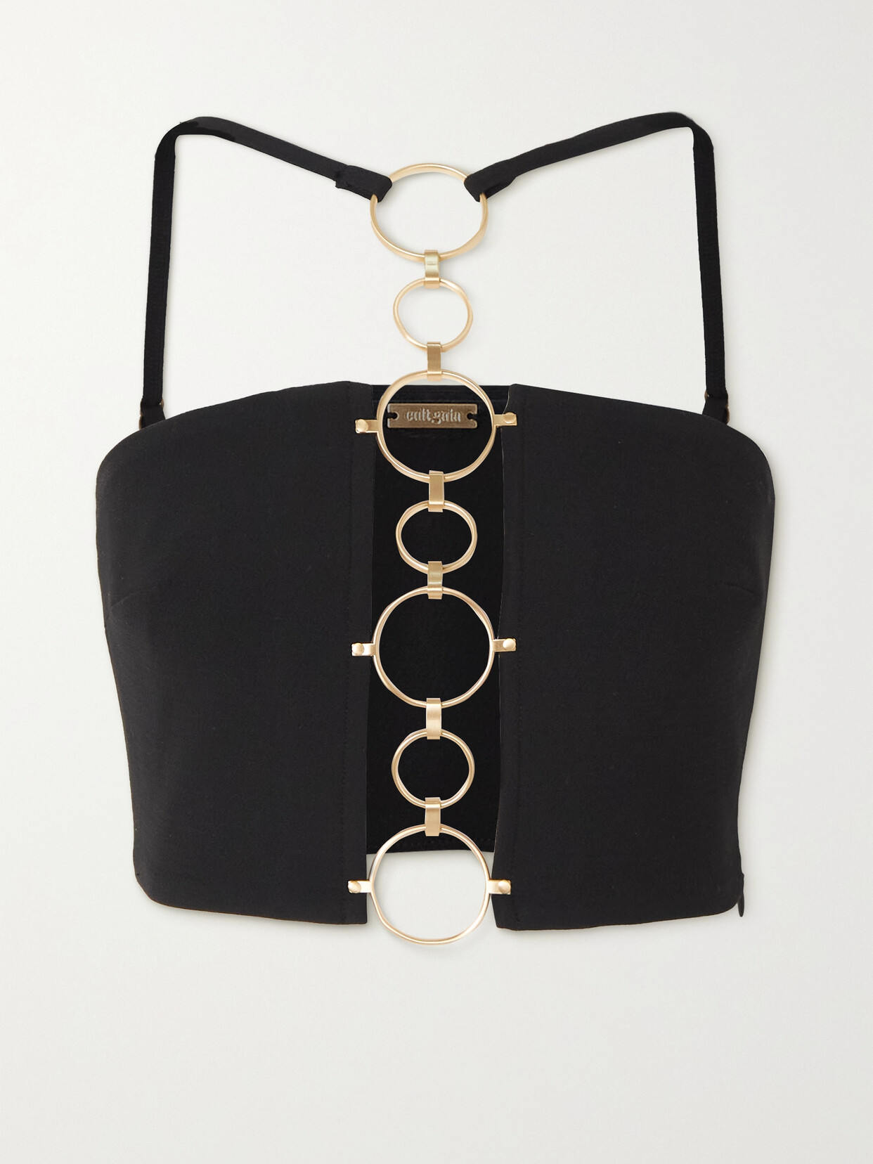 Cult Gaia - Maddie Cropped Embellished Stretch-crepe Halterneck Top - Black