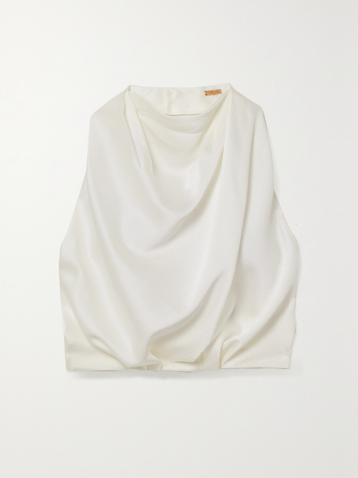 CULT GAIA ADRIENNE DRAPED HAMMERED-SATIN HALTERNECK TOP