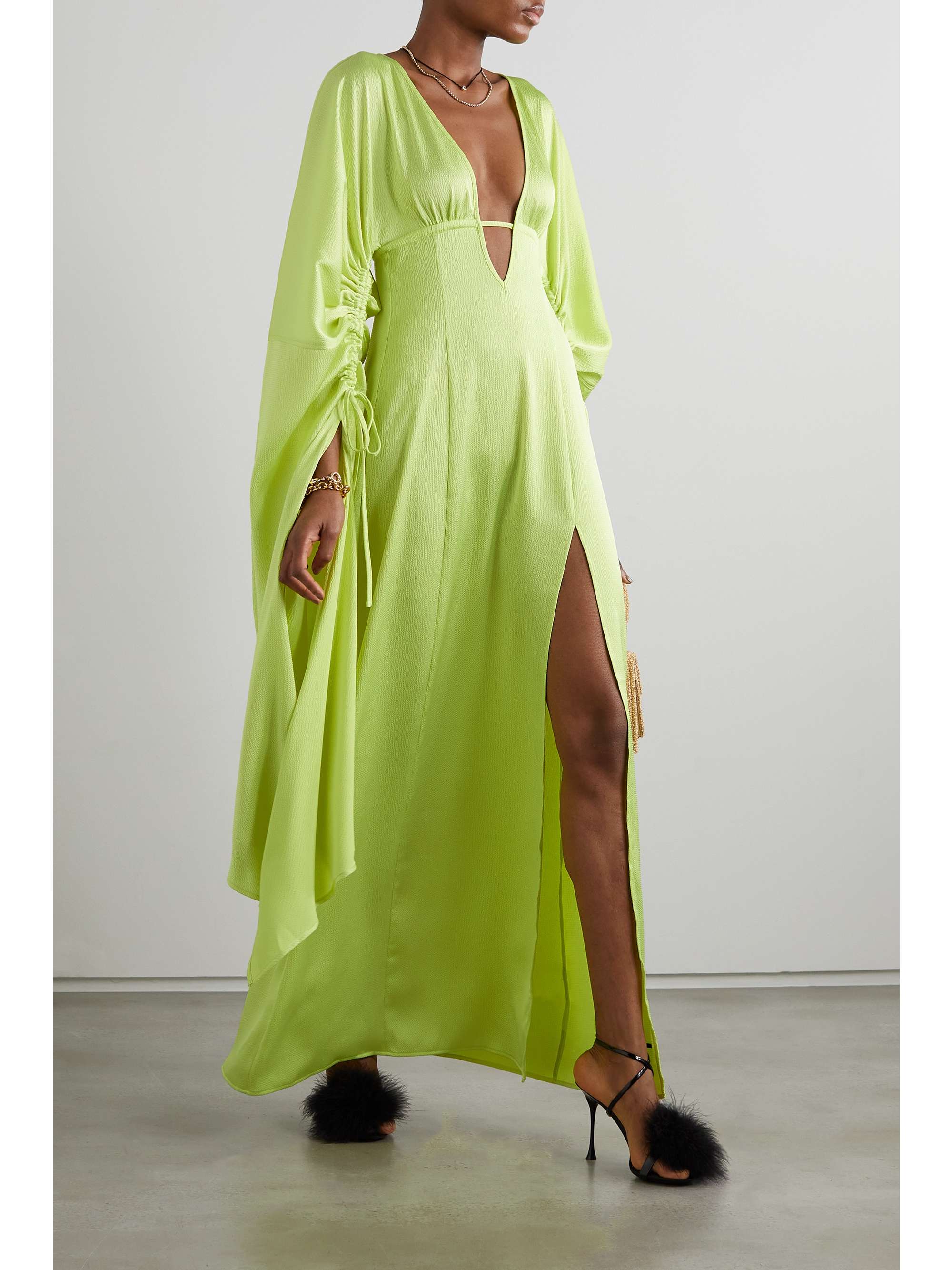 CULT GAIA Winona cutout hammered-satin gown | NET-A-PORTER