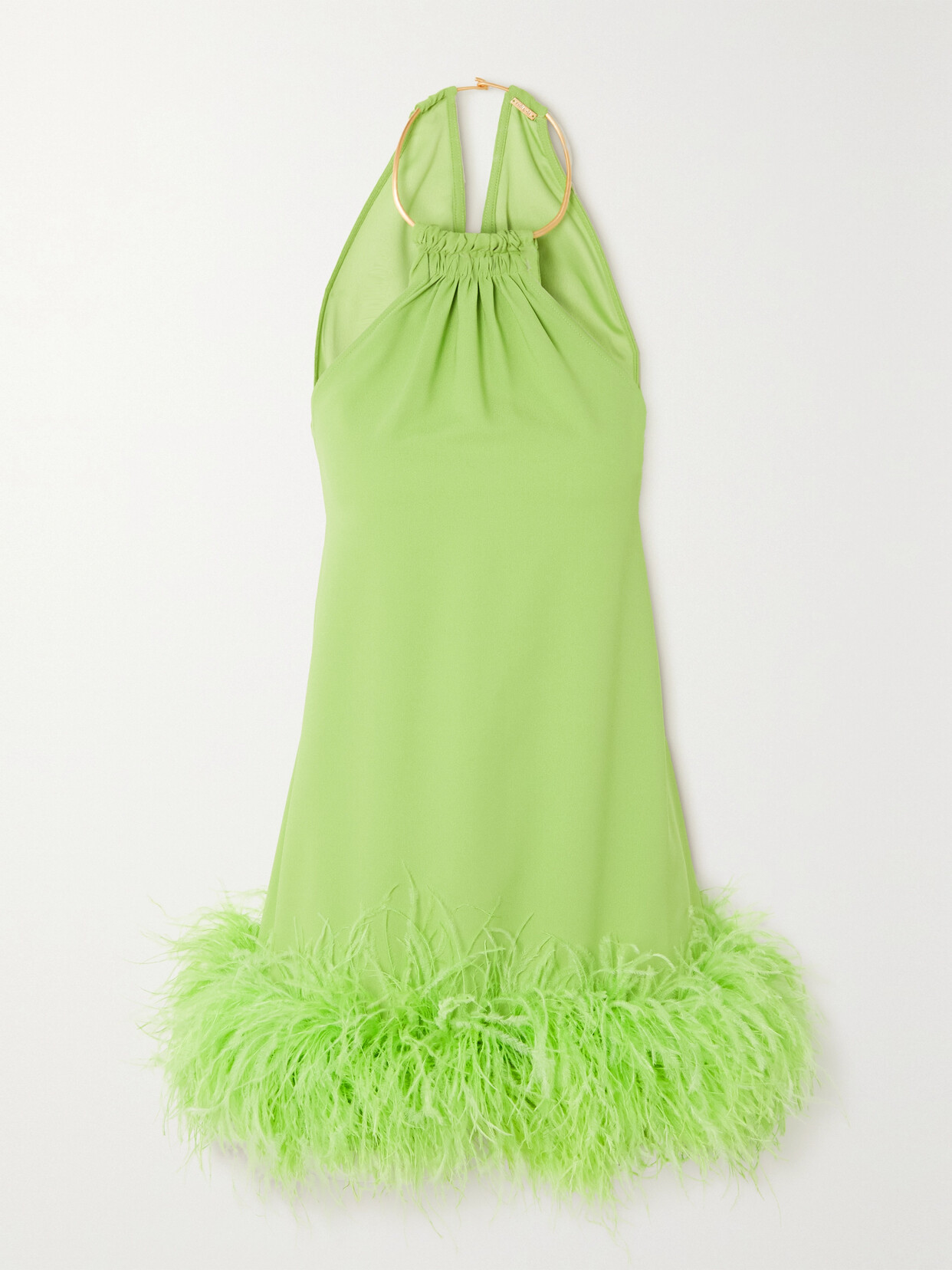 Cult Gaia - Reeves Feather-trimmed Embellished Crepe Mini Dress - Green