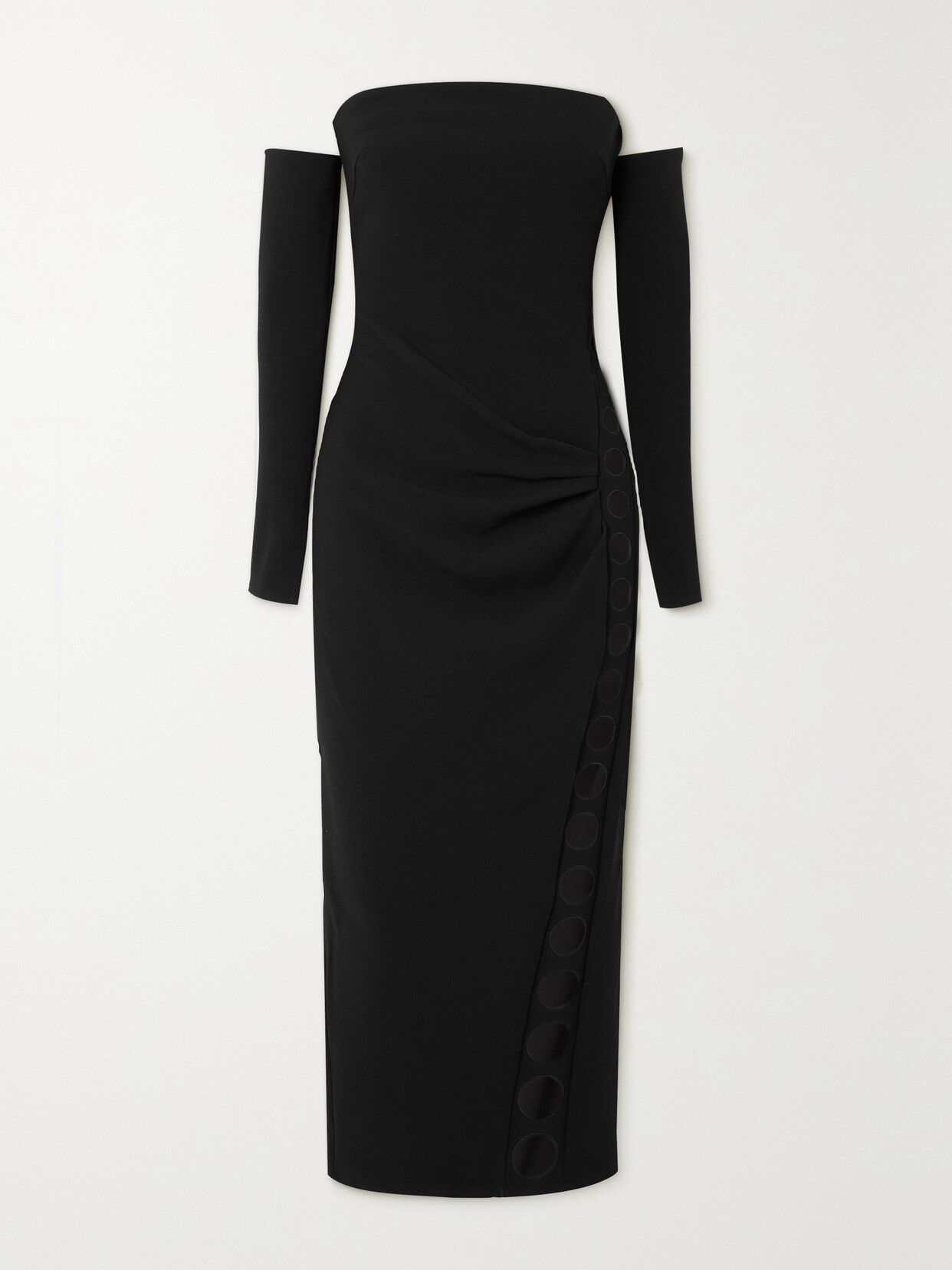 Cult Gaia Capri Off-the-shoulder Long Sleeve Maxi Dress In Black