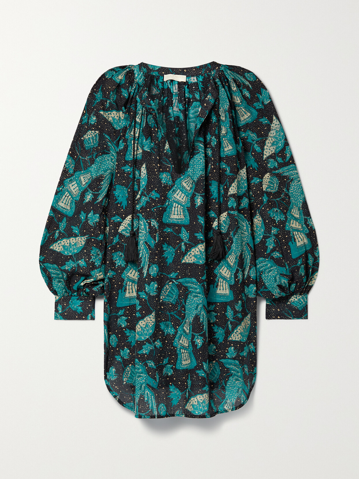 ULLA JOHNSON BIARRITZ PRINTED COTTON-BLEND VOILE TUNIC