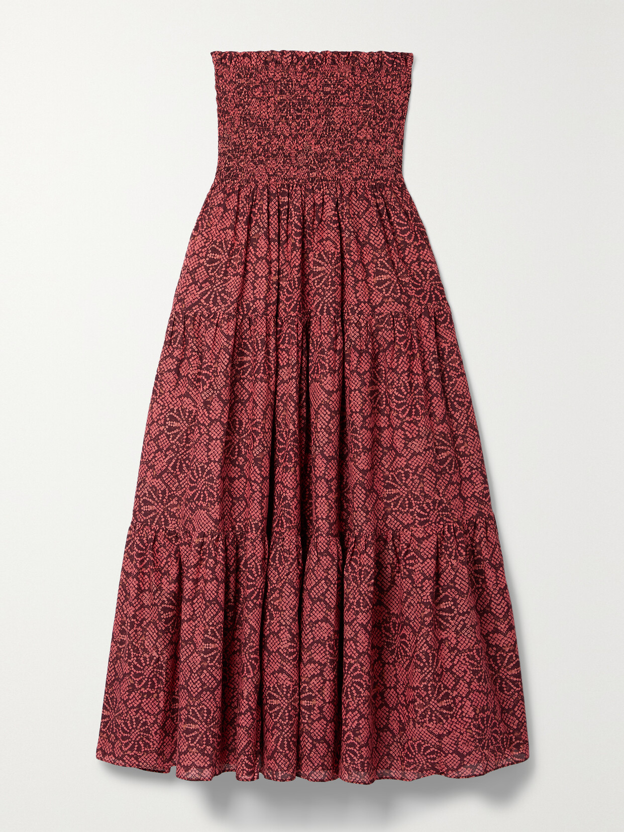 Ulla Johnson Lucca Strapless Shirred Floral-print Cotton-blend Voile Coverup - large