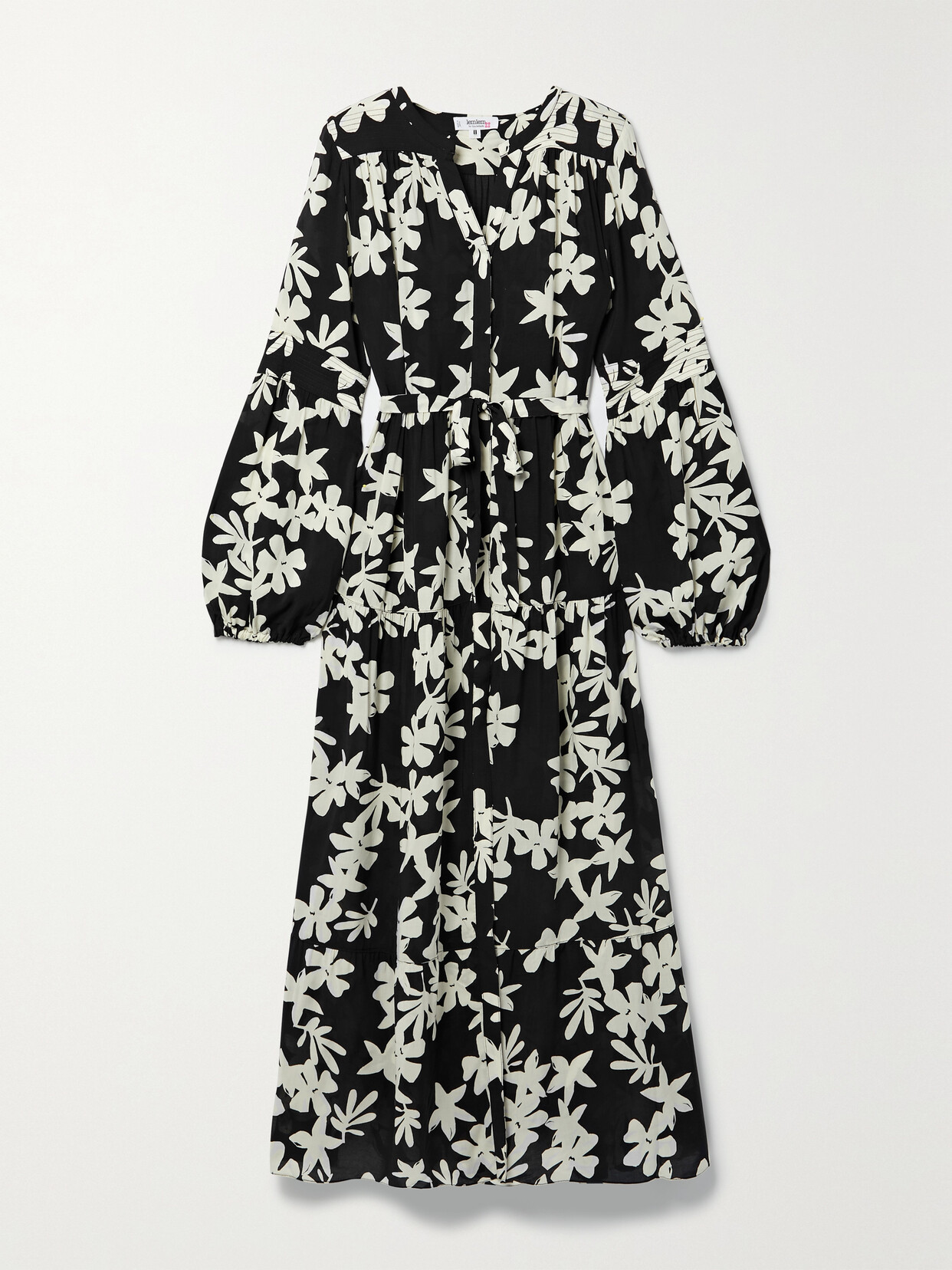 Lemlem Sea Floral Long Sleeve Shirtdress In Black