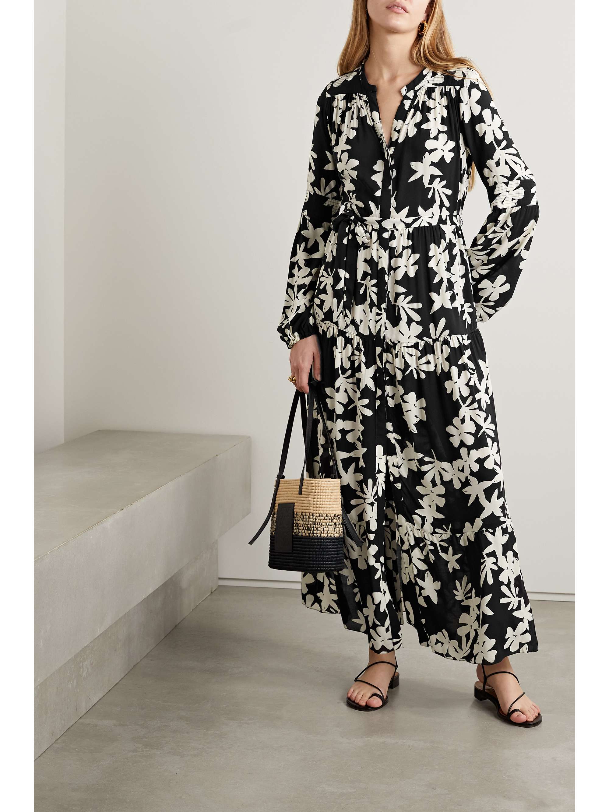 LEMLEM Sea floral-print crepe de chine maxi dress