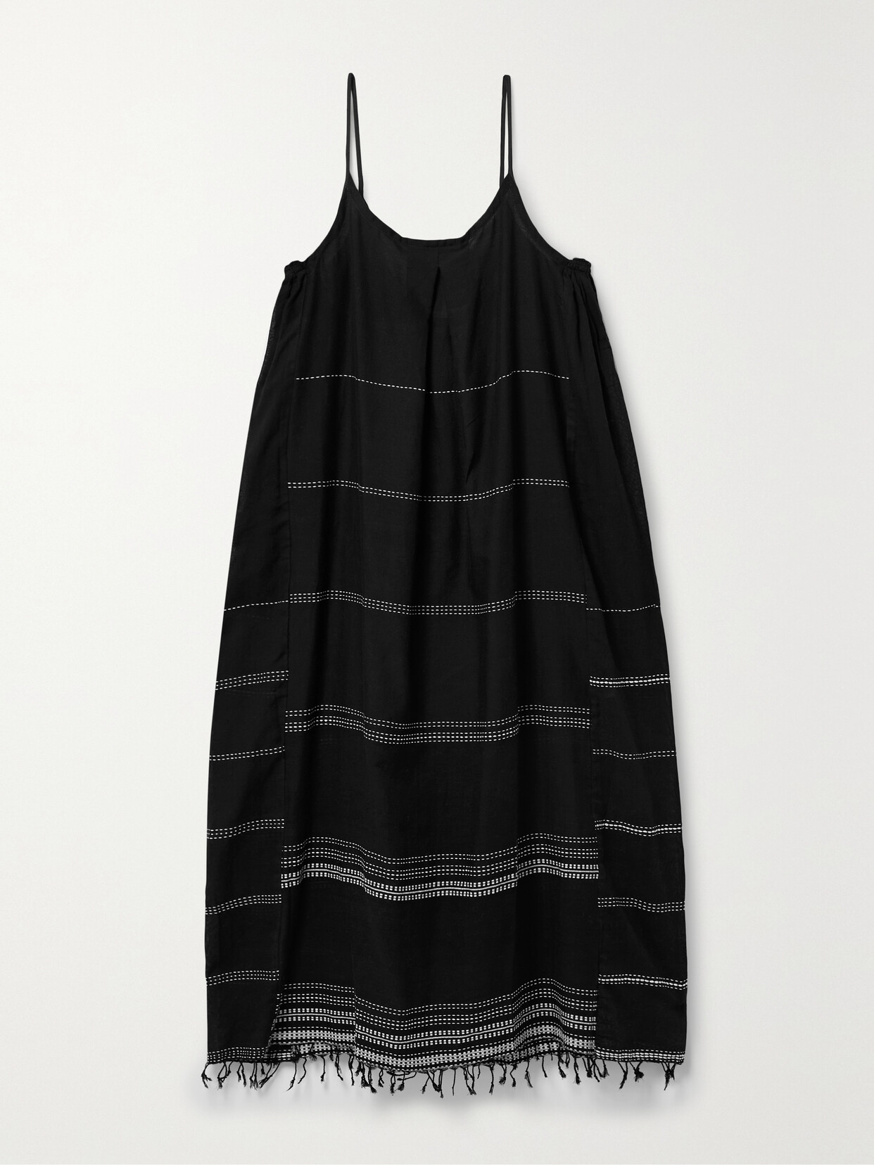 lemlem + Net Sustain Leliti Fringed Cotton Midi Dress - Black
