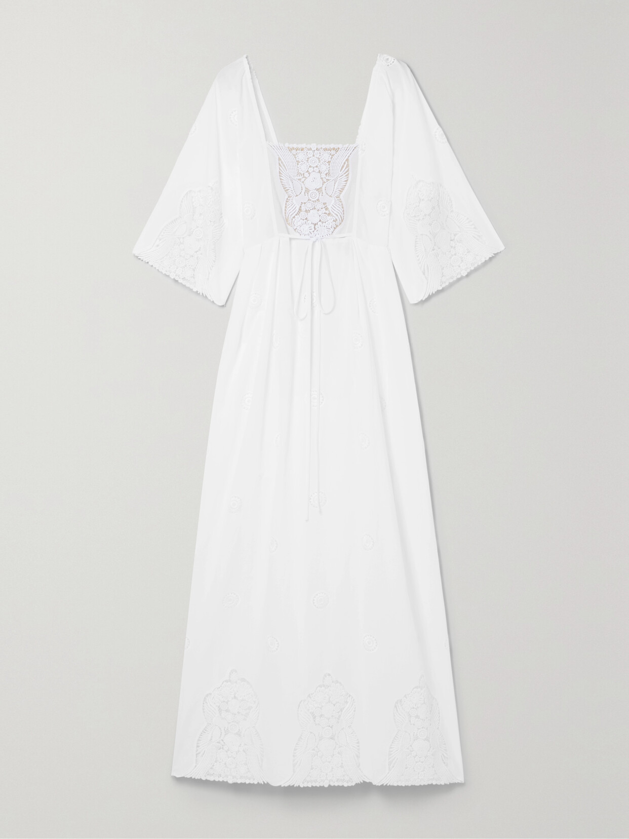 Miguelina Meredith Open-back Guipure Lace-trimmed Cotton Maxi Dress In White