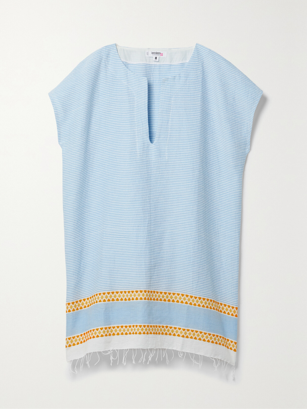 LemLem - + Net Sustain Jemari Fringed Striped Cotton-gauze Mini Dress - Blue