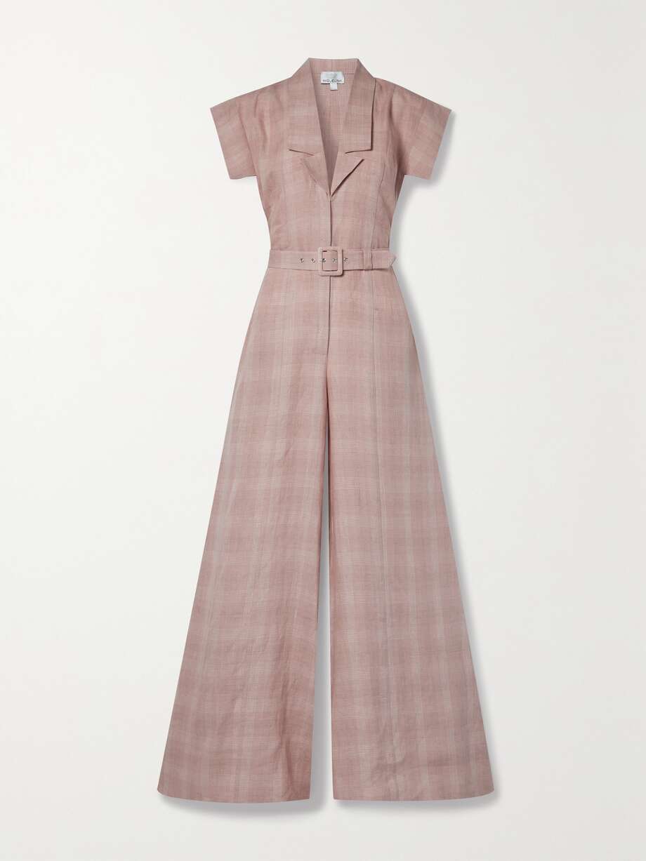 net-a-porter.com | Odessa Belted Checked Linen Jumpsuit
