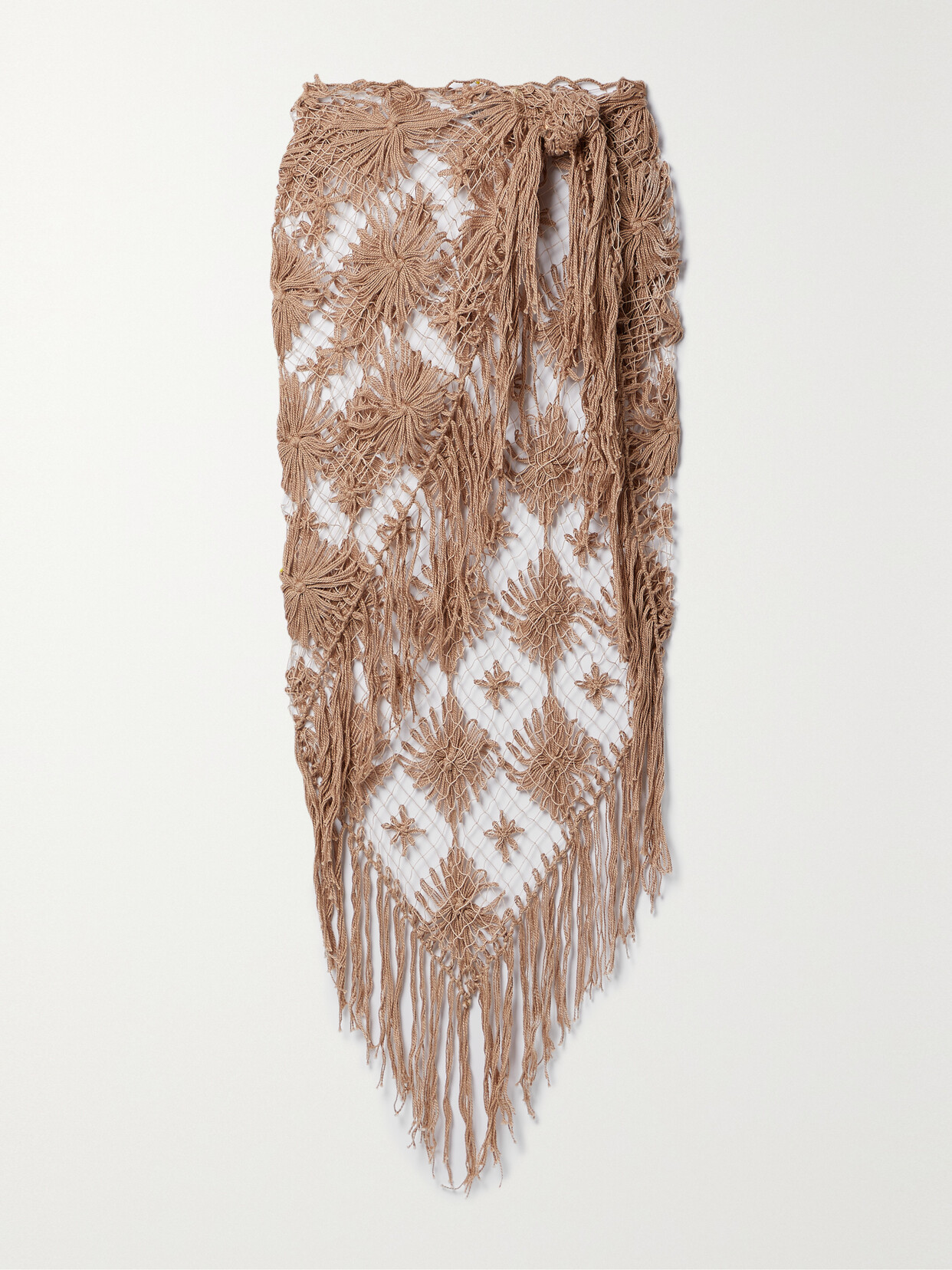 Miguelina Arukia Crocheted-cotton Pareo In Brown