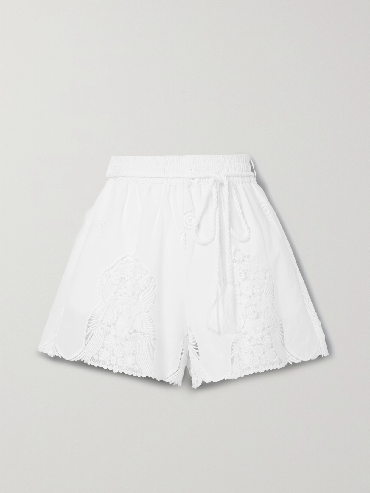 Miguelina Remi Guipure Lace-trimmed Cotton Shorts In White