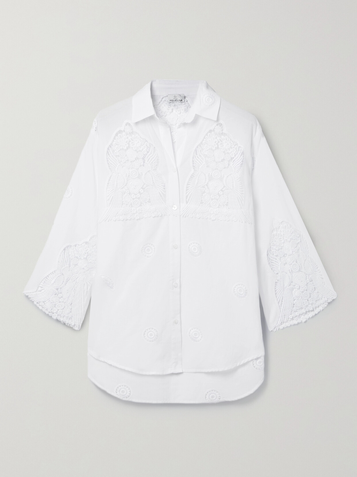 Miguelina - Corinne Guipure Lace-paneled Cotton Shirt - White