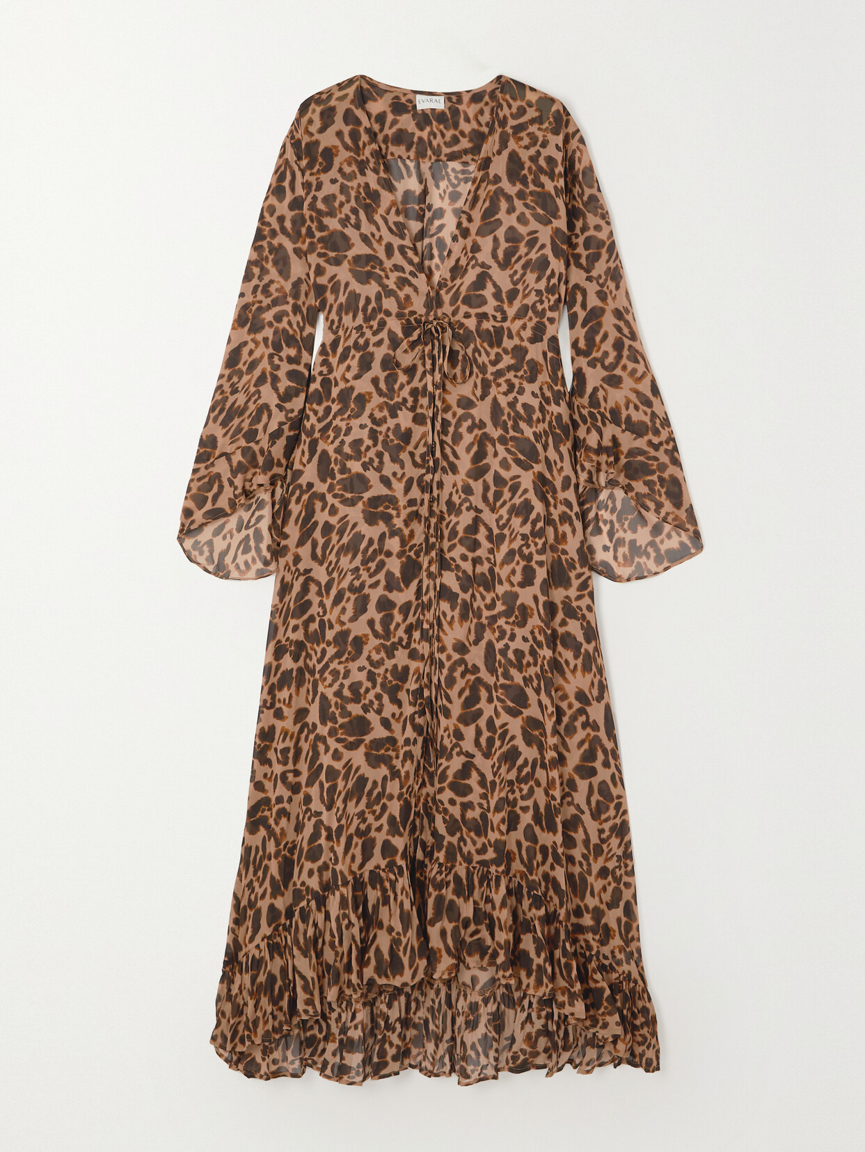 Evarae - + Net Sustain Arna Ruffled Leopard-print Georgette Kaftan - Animal print