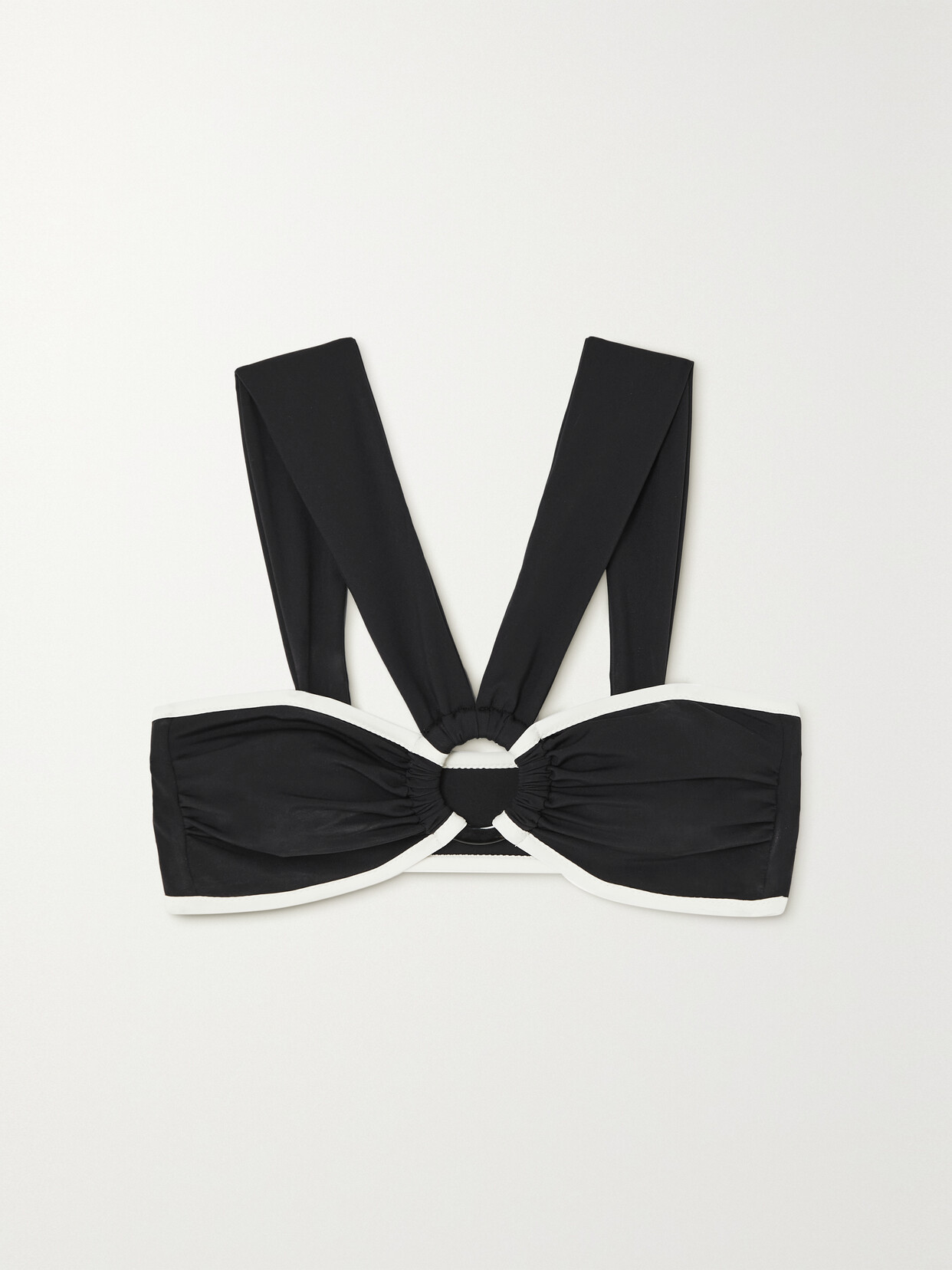 Evarae - + Net Sustain Sia Cutout Embellished Stretch-econyl Halterneck Bikini Top - Black