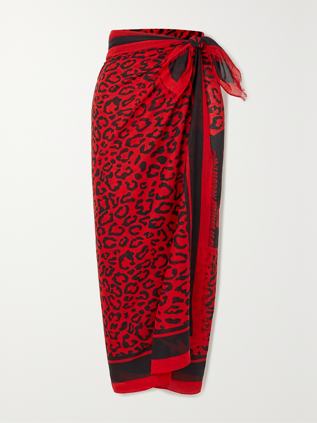 Dolce & Gabbana - Frayed Leopard-print Cotton-voile Pareo - Animal print