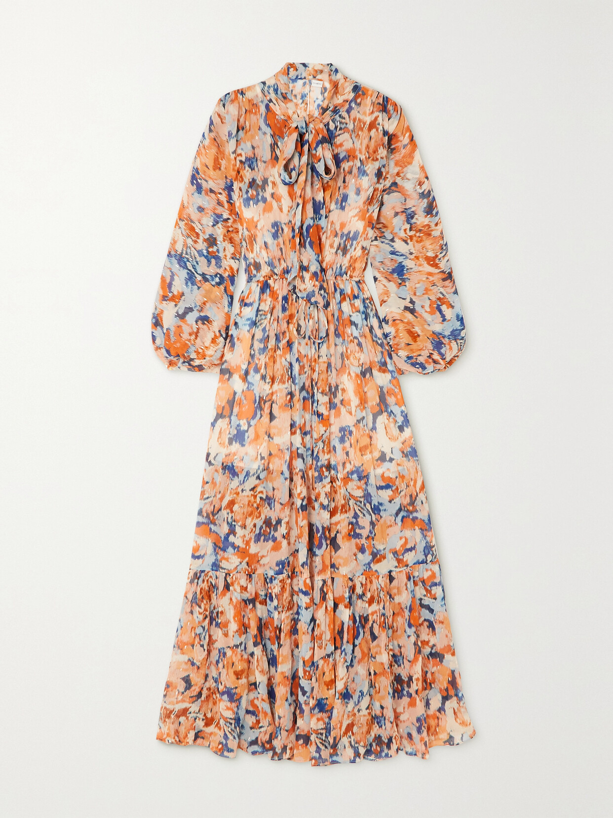 Evarae - Theo Floral-print Crinkled Fil Coupé Silk-blend Maxi Dress - Orange