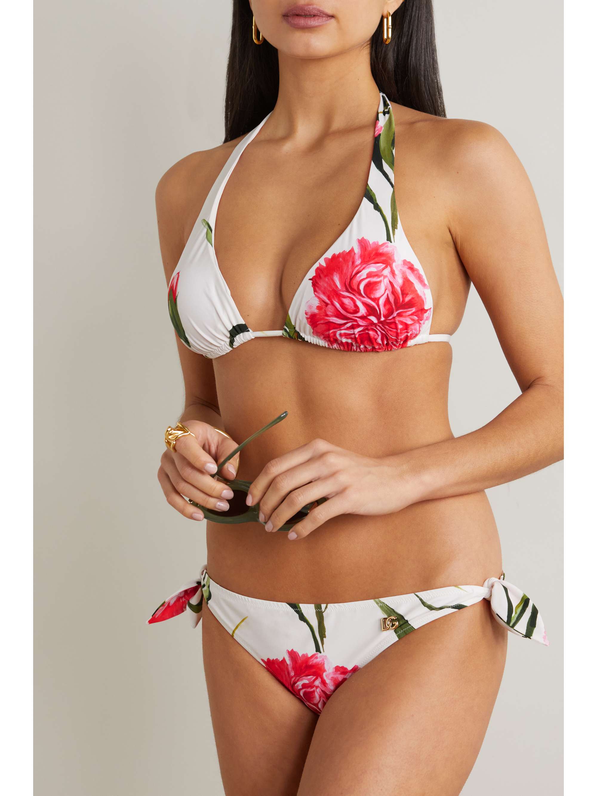 DOLCE & GABBANA Floral-print halterneck bikini