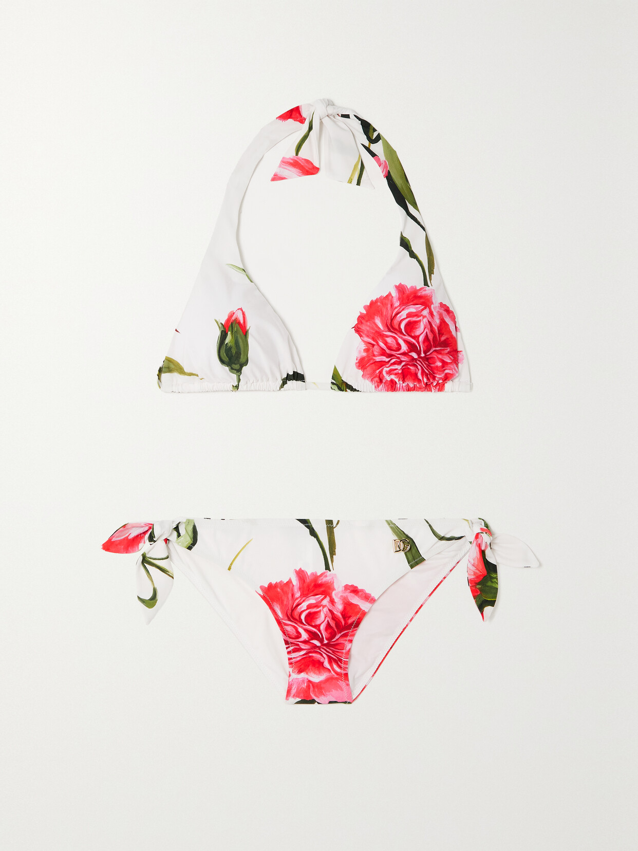 Dolce & Gabbana - Floral-print Halterneck Bikini - Pink