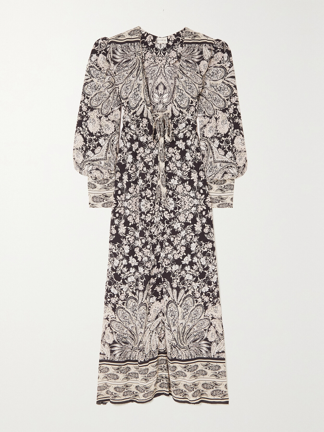 Evarae - + Net Sustain Ares Tie-detailed Printed Crepe De Chine Maxi Dress - Black