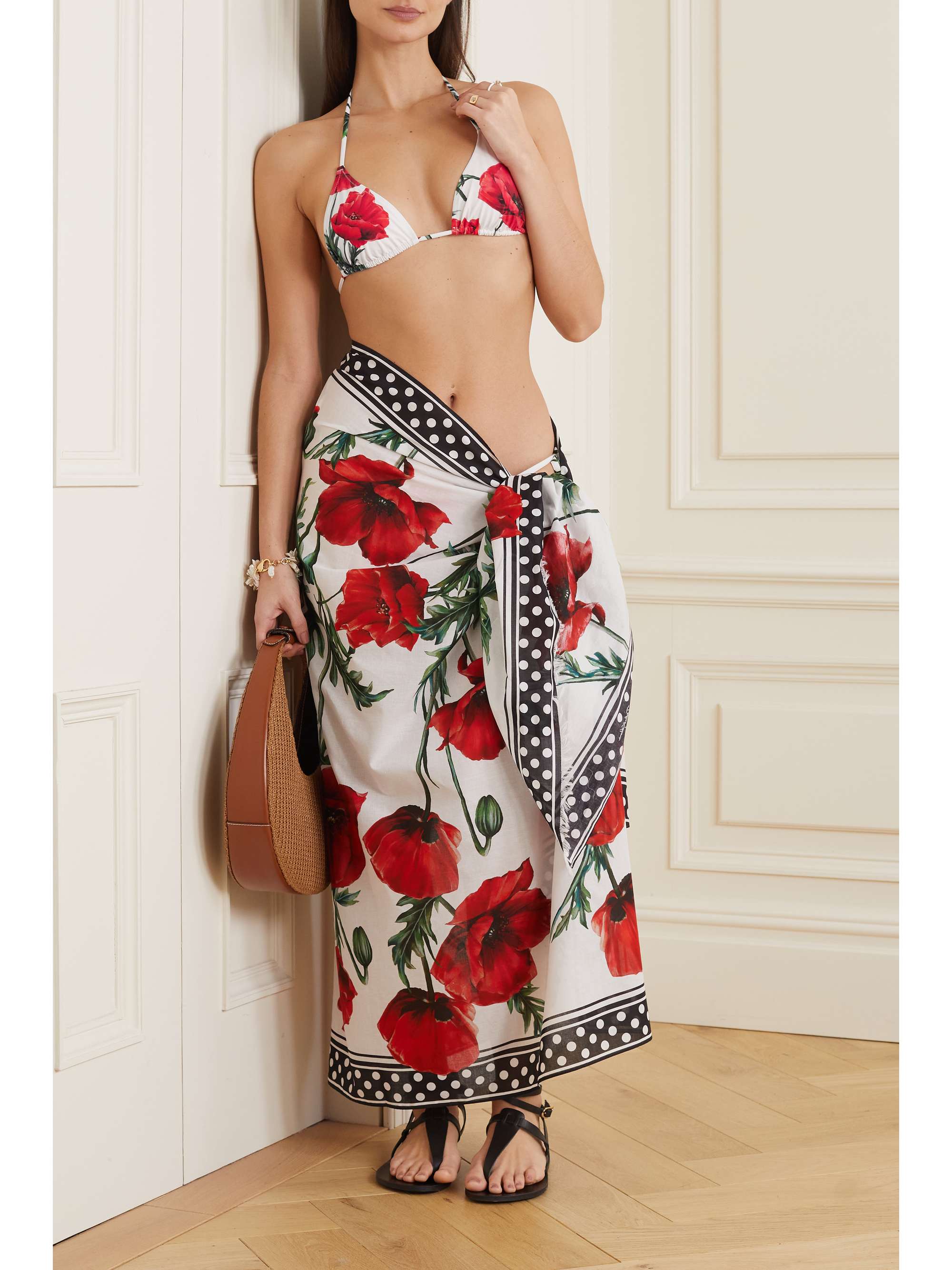 DOLCE & GABBANA Floral-print triangle halterneck bikini