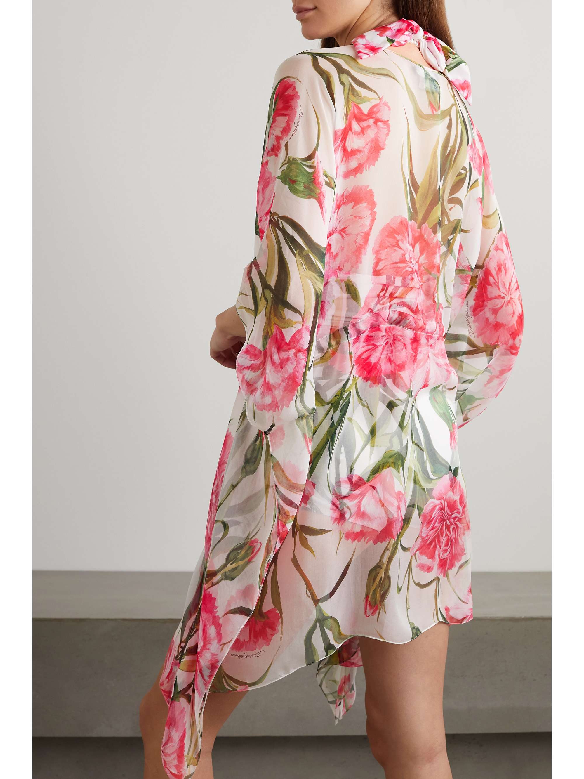 DOLCE & GABBANA Asymmetric floral-print silk-chiffon kaftan