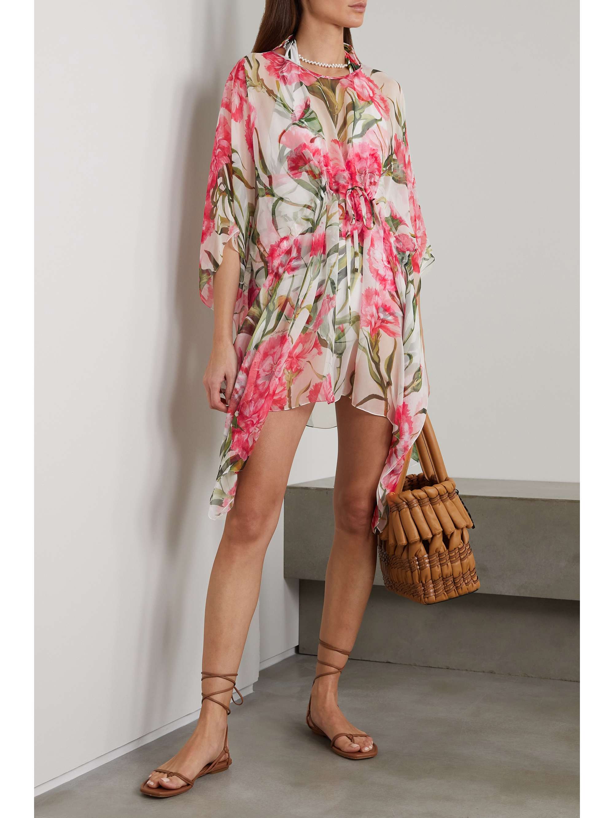 DOLCE & GABBANA Asymmetric floral-print silk-chiffon kaftan | NET-A-PORTER