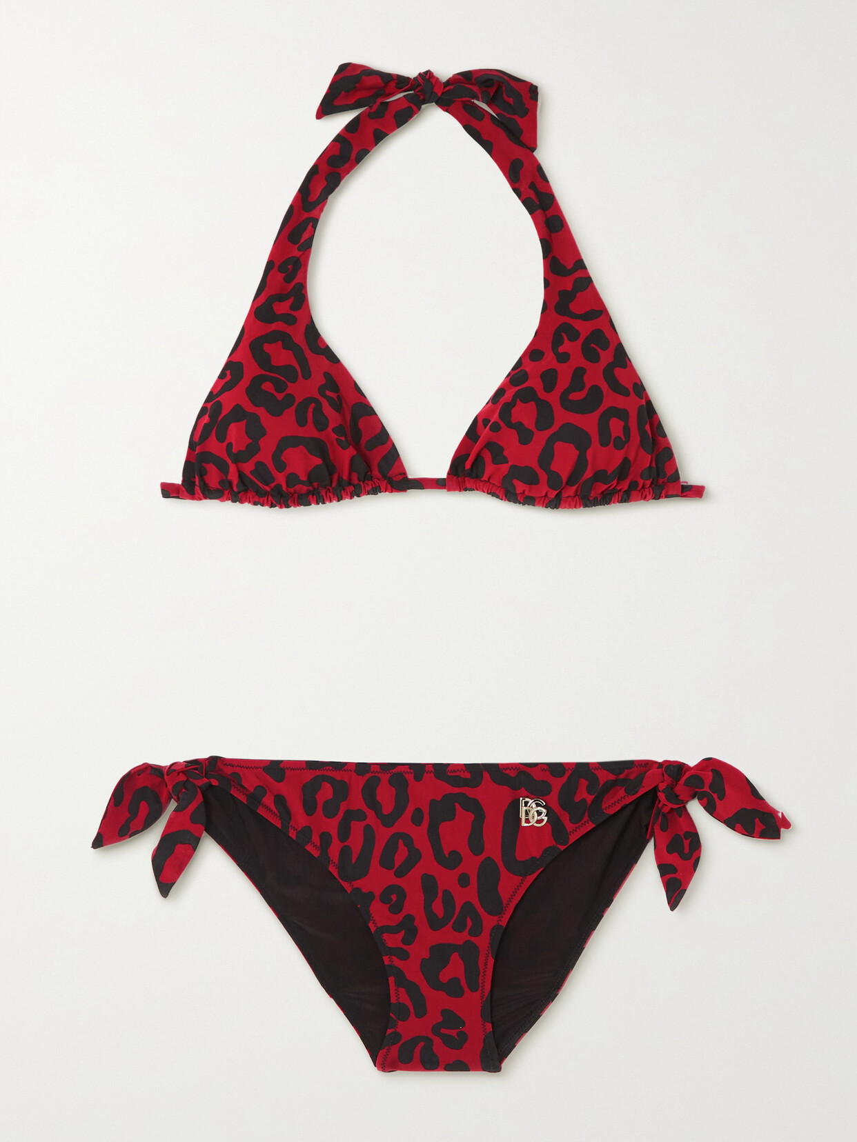 DOLCE & GABBANA LEOPARD-PRINT TRIANGLE BIKINI