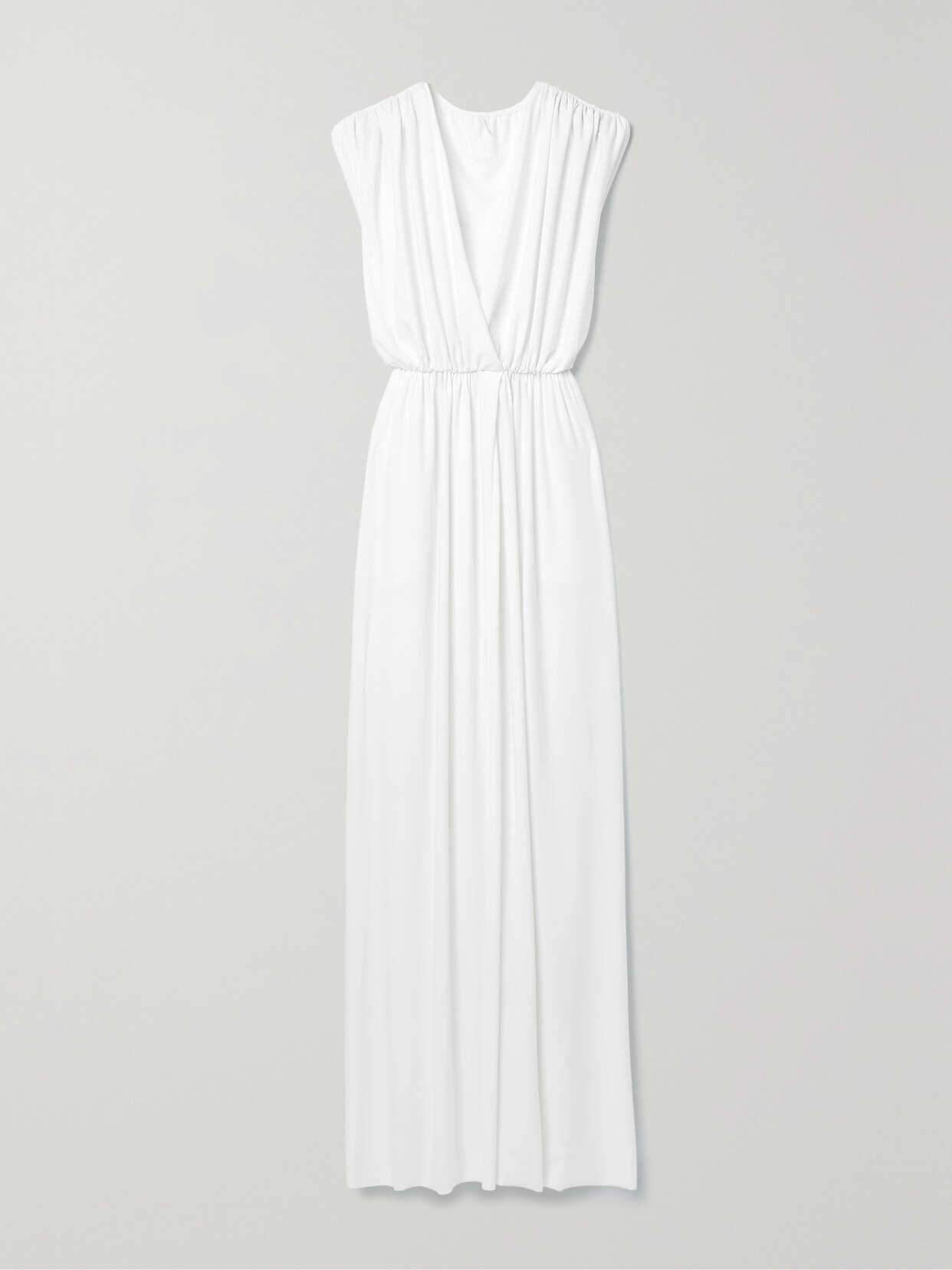 Norma Kamali Athena Wrap-effect Draped Stretch-jersey Gown In White