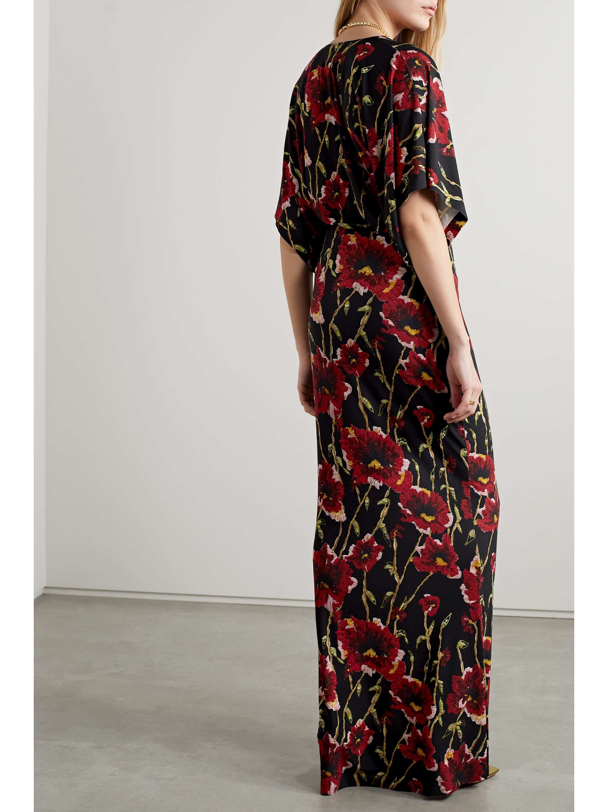 Black Obie floralprint stretchjersey maxi dress NORMA KAMALI NETAPORTER