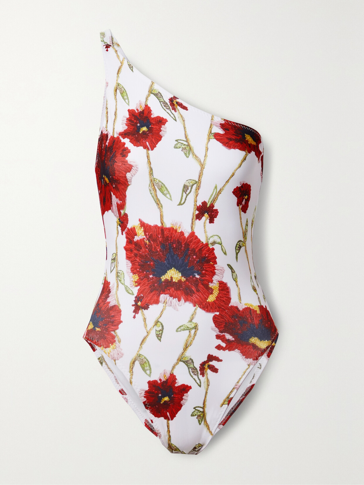 Norma Kamali - Mio One-shoulder Floral-print Swimsuit - White