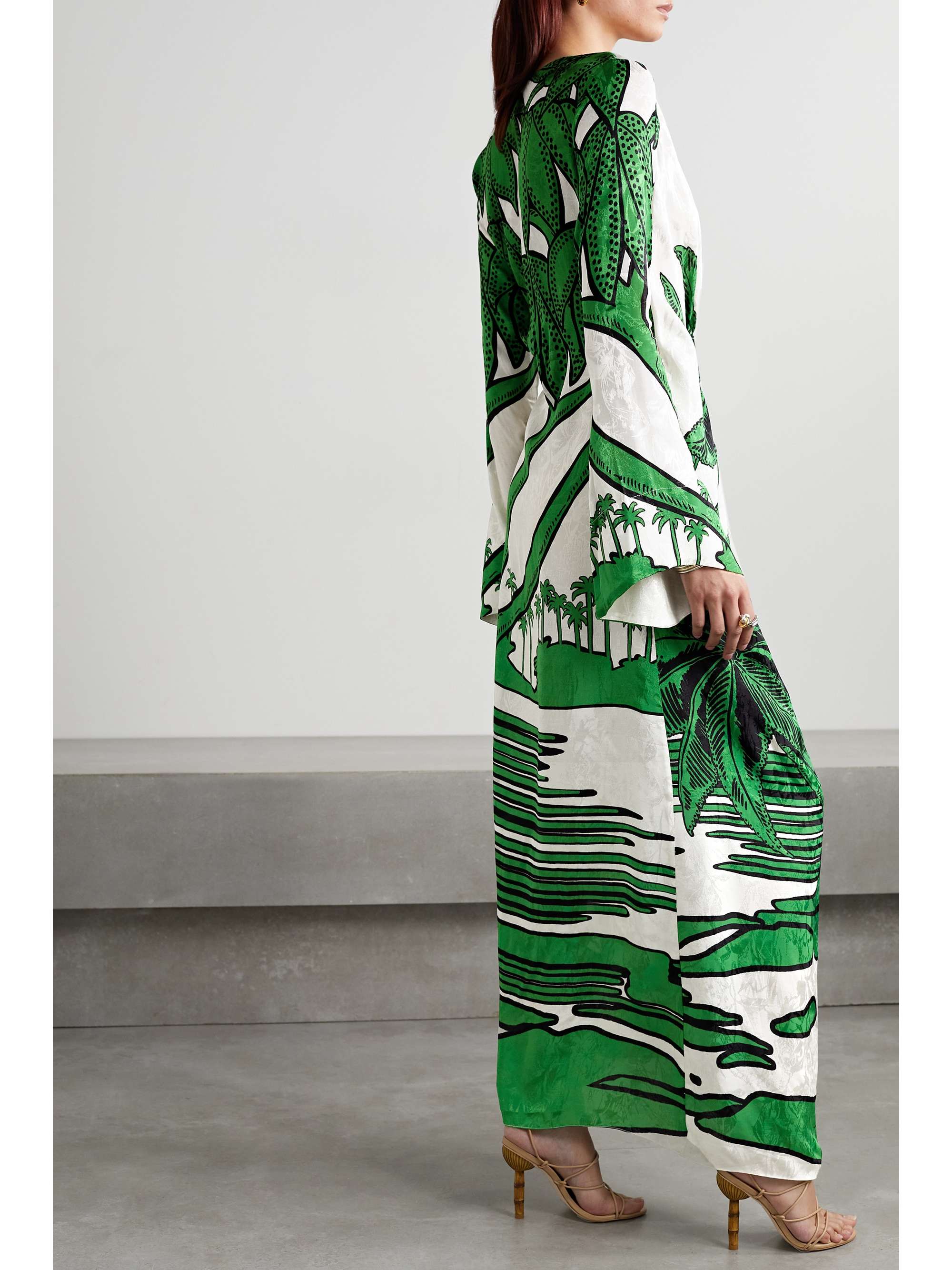 JOHANNA ORTIZ + NET SUSTAIN Gulf of Guinea printed satin-jacquard maxi wrap dress