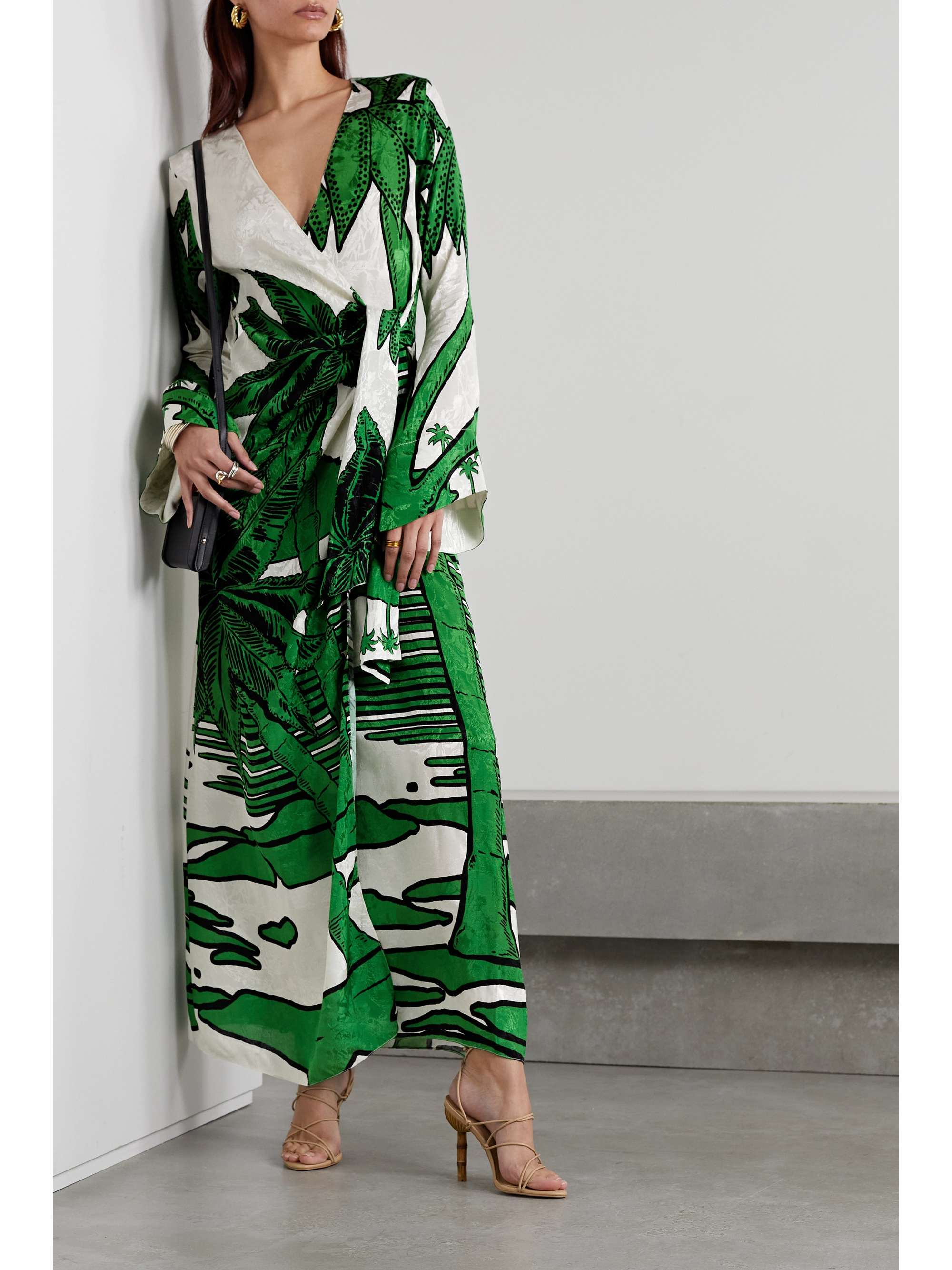 JOHANNA ORTIZ + NET SUSTAIN Gulf of Guinea printed satin-jacquard maxi wrap dress