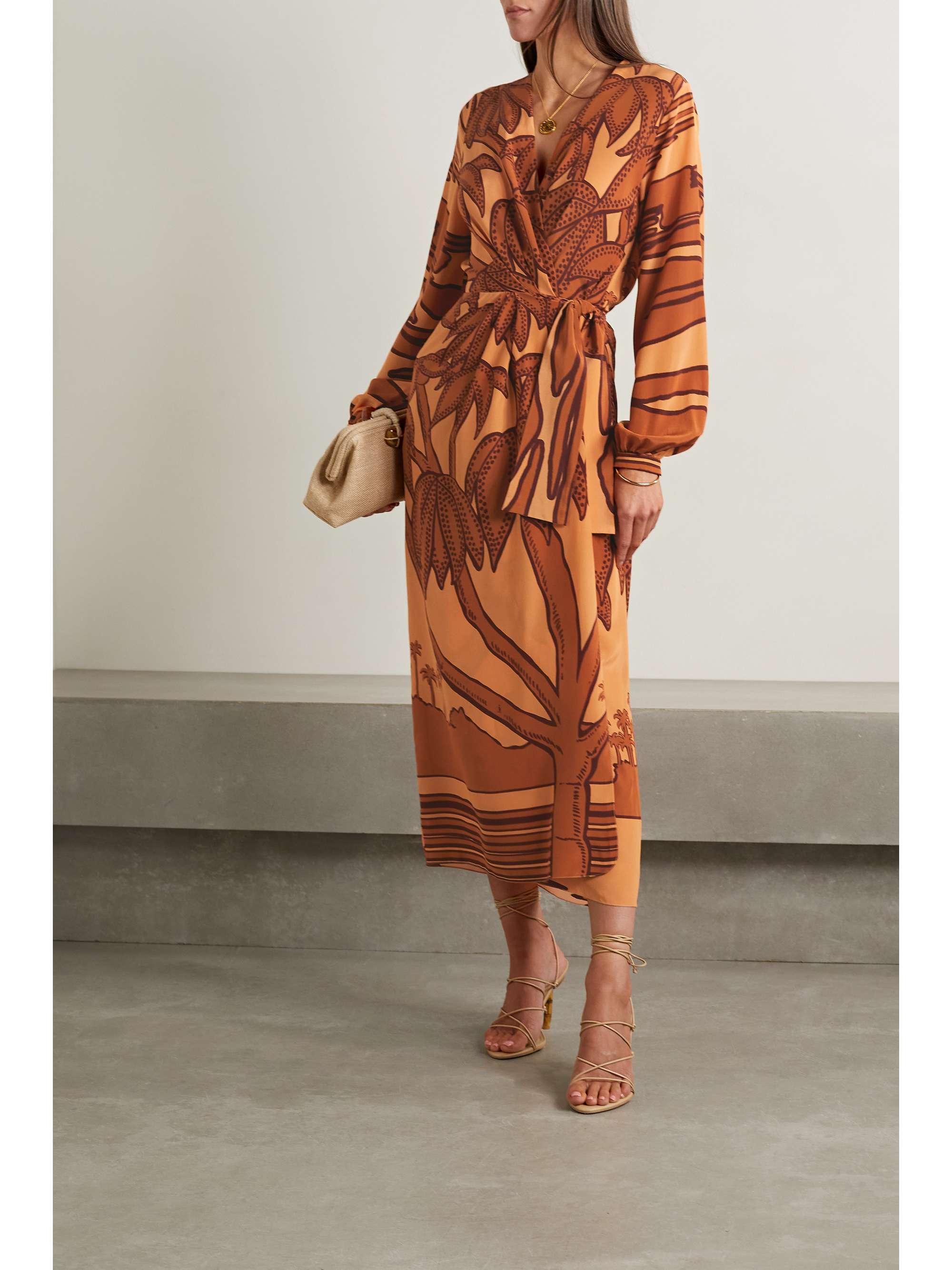 JOHANNA ORTIZ Sociedades Antiguas printed silk crepe de chine midi wrap  dress | NET-A-PORTER
